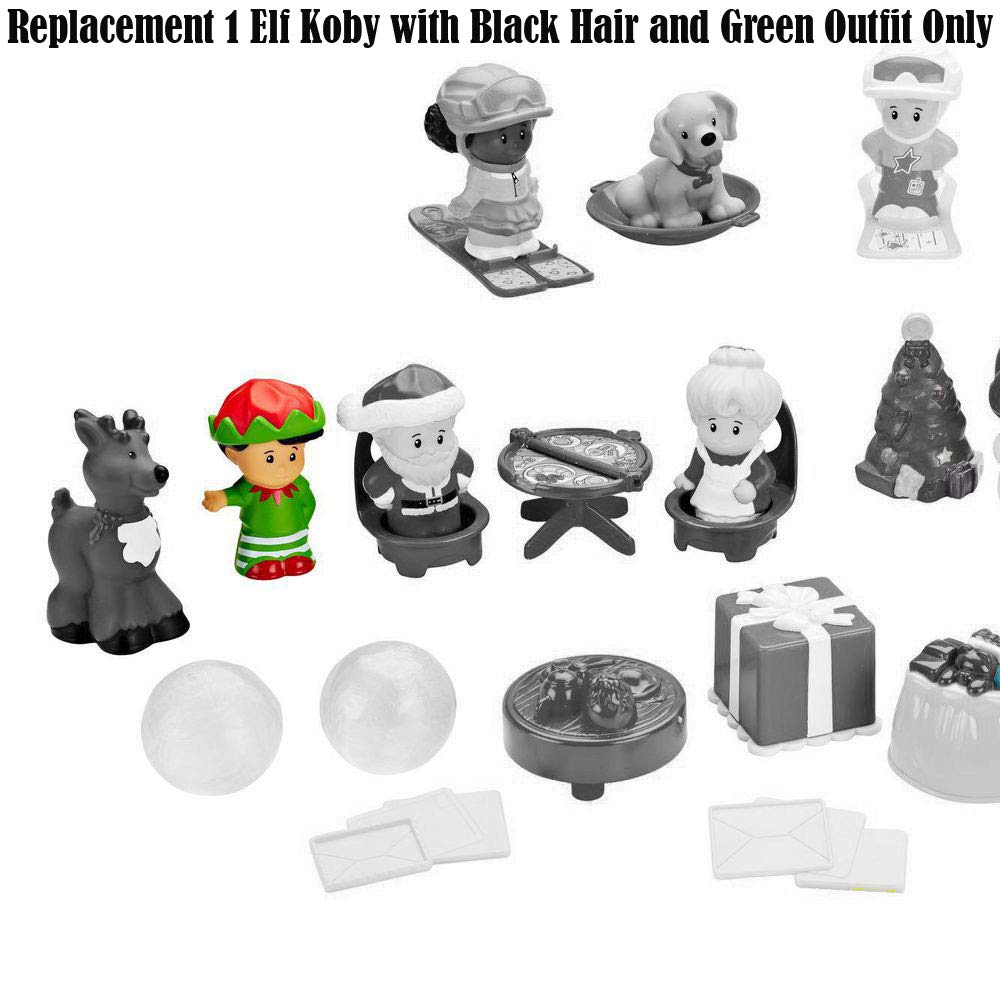 Fisher-Price Little People Advent Calendar Replacement Figure - Elf Koby with Black Hair & Green Outfit (DGF96) | Christmas Toy for Kids, Holiday Decor, Gift for Toddlers