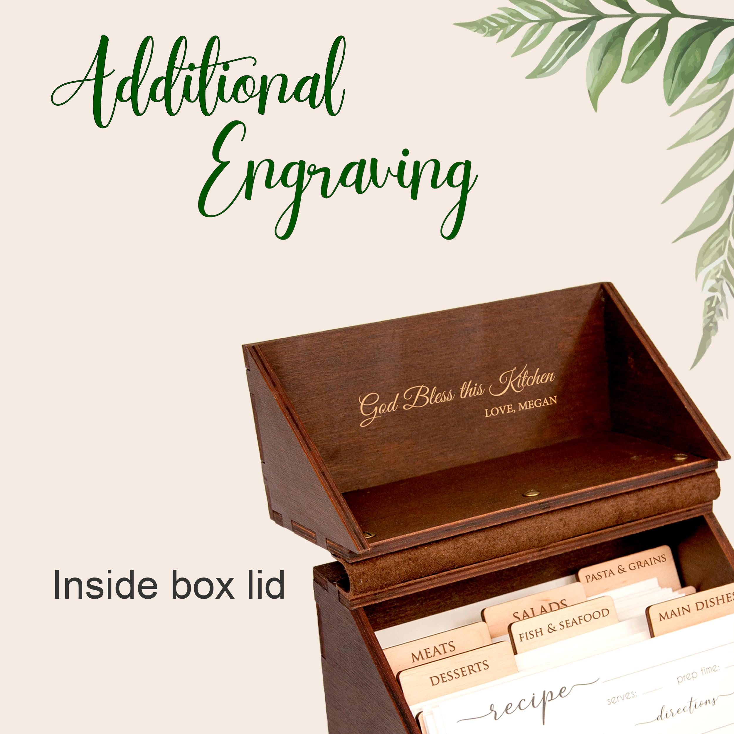 Handmade Wooden Recipe Box with Recipe Cards & Dividers - Custom Family Recipe Organizer Kitchen Décor - Perfect Birthday, Christmas Gift for Daughter, Bridal Shower Gift for Bride to Be - Ideal for Storing & Organizing Family Recipes in Kitchen