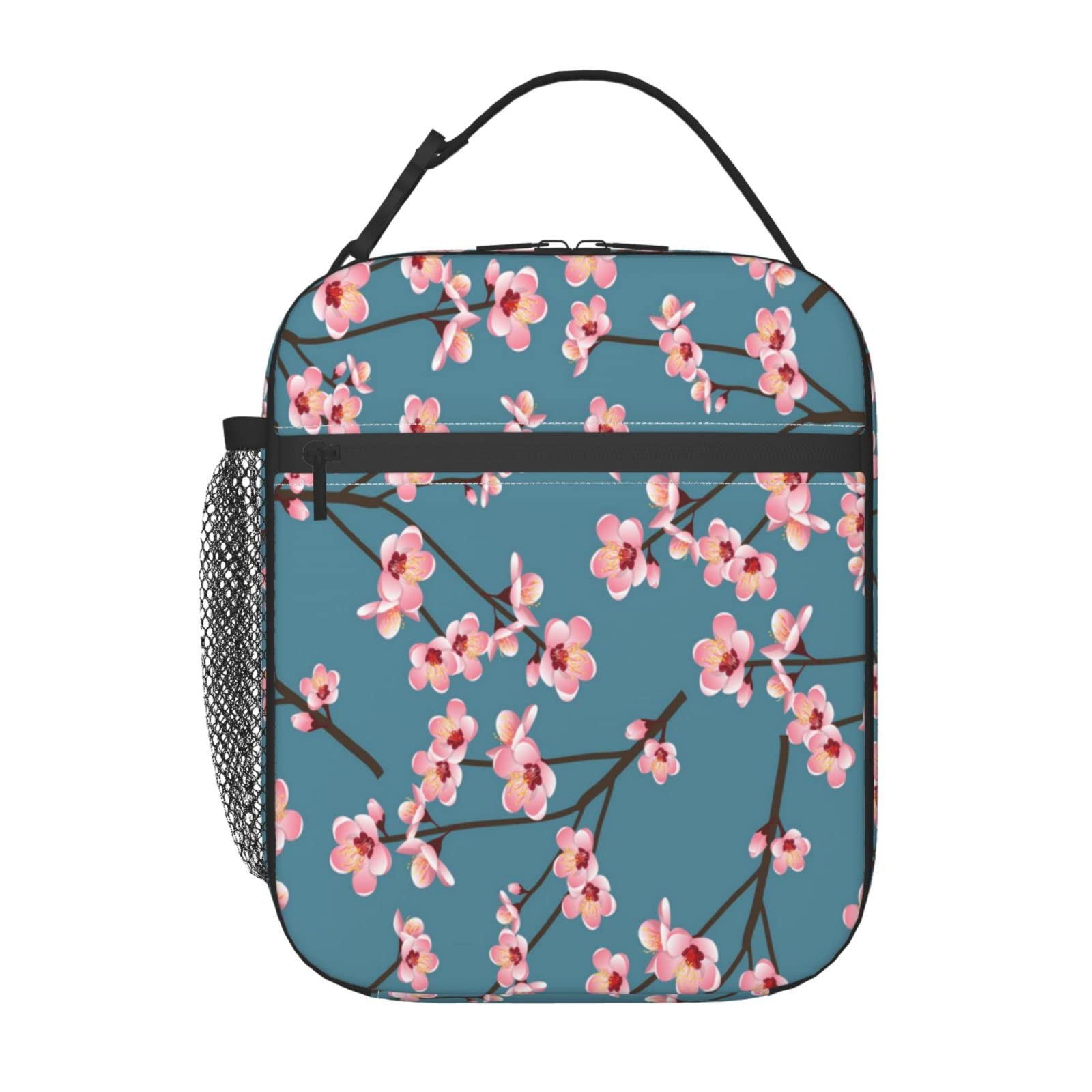 Insulated Lunch Bag for Women - Large Reusable Thermal Cooler Tote with Ice Packs, Perfect for Office, Work, School, Picnic & Outdoor Activities | Peach Blossom Design