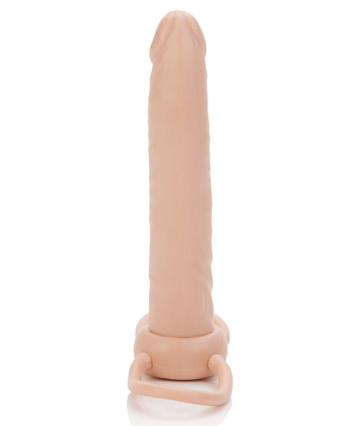 Premium Dual Penetrator Dildo with Cock Ring - Vanilla Color | Enhance Couples Play & Solo Pleasure | Perfect for Spicing Up Your Sex Life & BDSM Adventures
