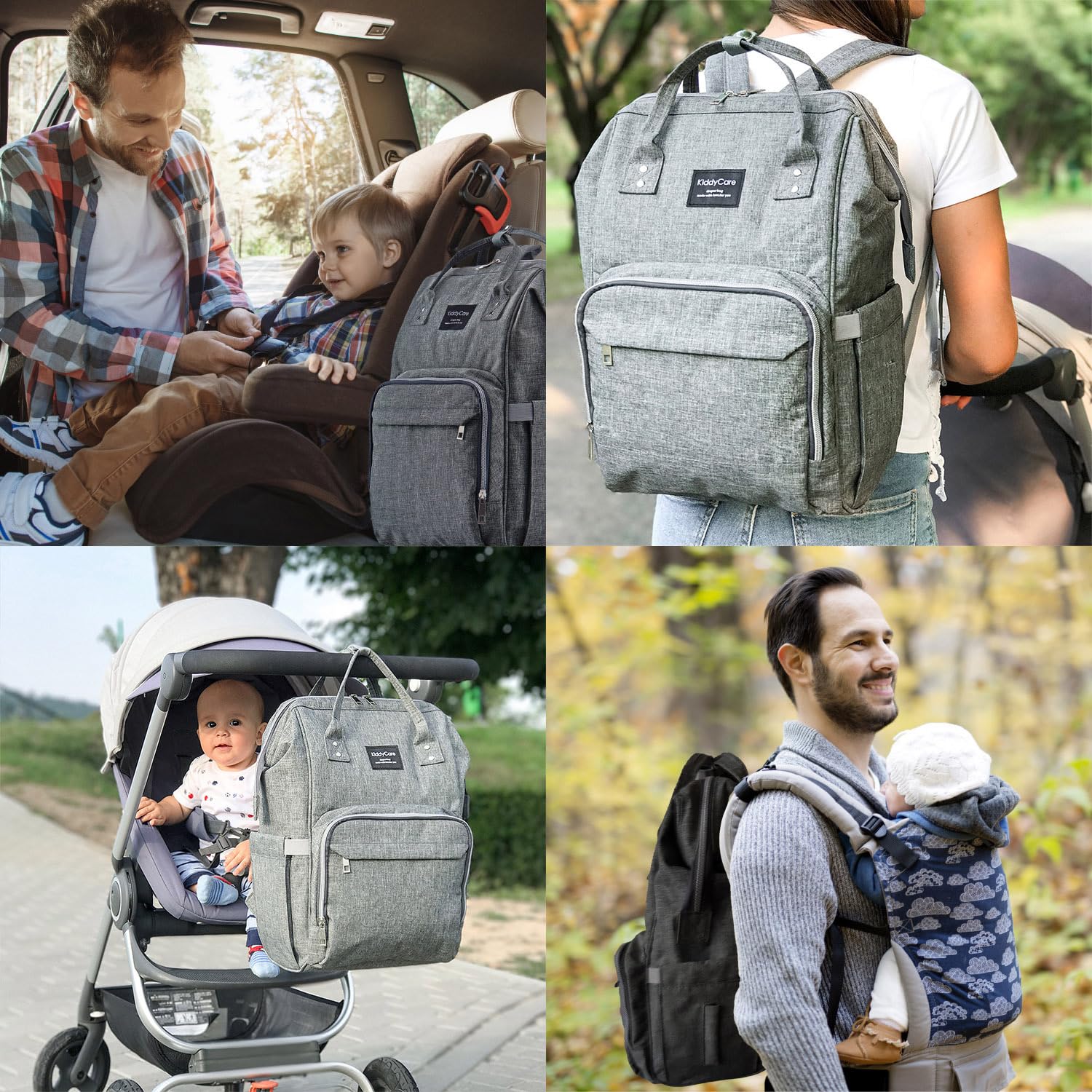 KiddyCare Baby Diaper Backpack - Waterproof Unisex Travel Diaper Bag for Newborns & Toddlers (Slate) | Perfect for Daycare, Travel & On-the-Go Parents