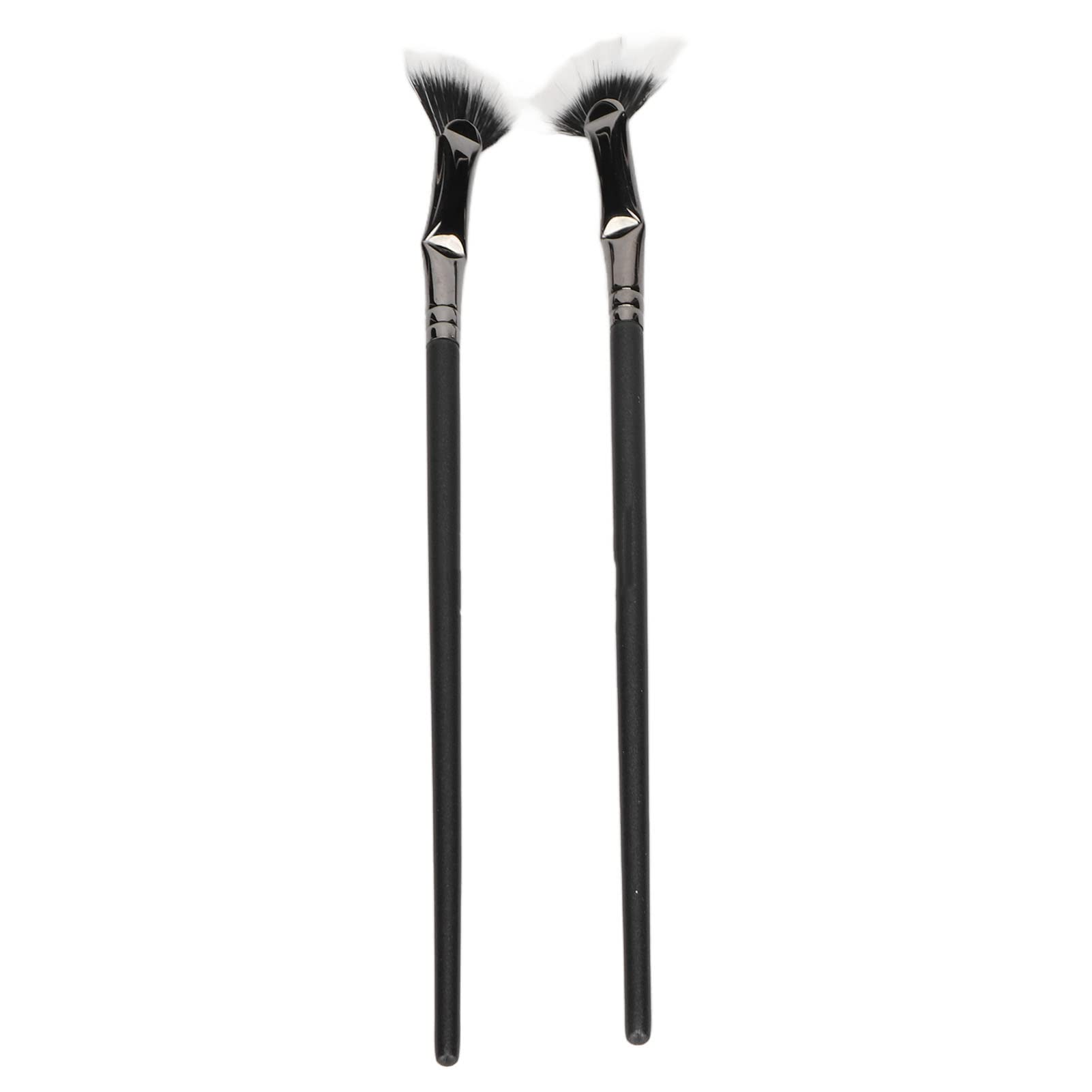 2pcs Fan Eyelash Brush Set - Professional Mascara Fan Brush for Clump-Free Application, Double Layer Bent Design for Lower Lashes - Perfect for Lash Extensions, Volume Mascara & Natural Makeup Looks