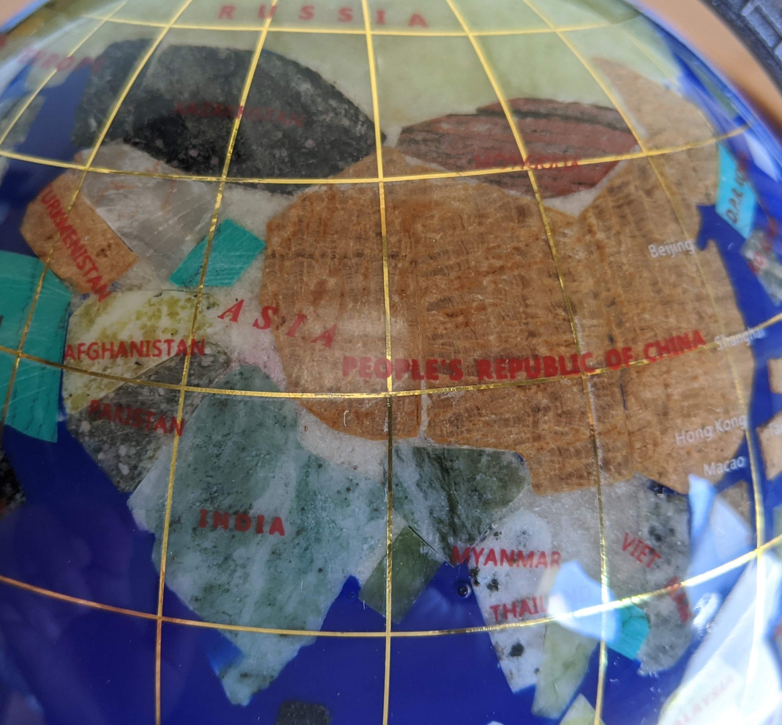 10-Inch Blue Lapis Ocean Gemstone World Globe with Copper Tripod Stand - Unique Art Tabletop Decor for Home, Office & Gift Giving - Perfect for Geography Lovers & Meditation Spaces