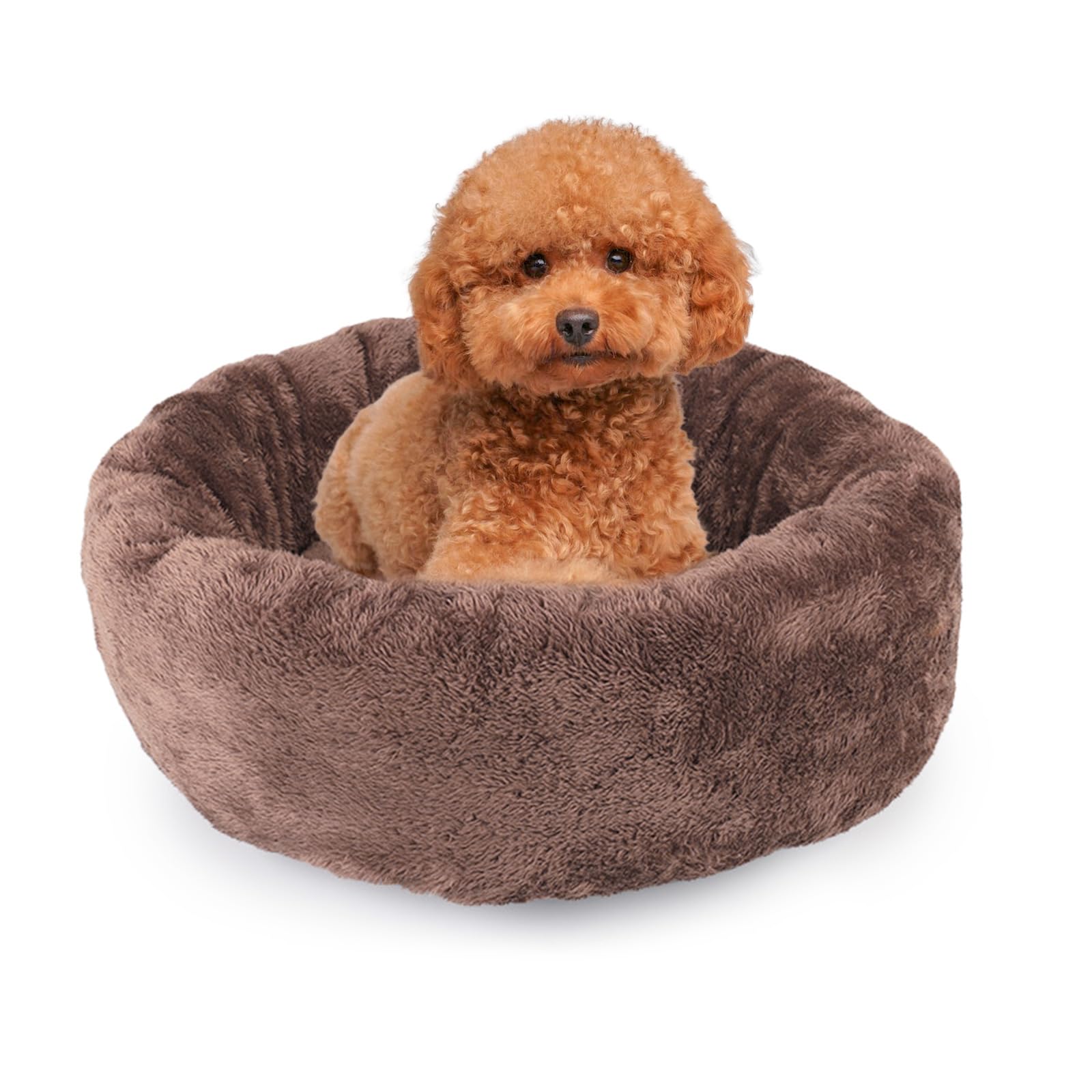 Soft Round Cat Bed & Dog Bed - Machine Washable Pet Bed for Small & Medium Pets - Perfect for Home, Office & Travel Use