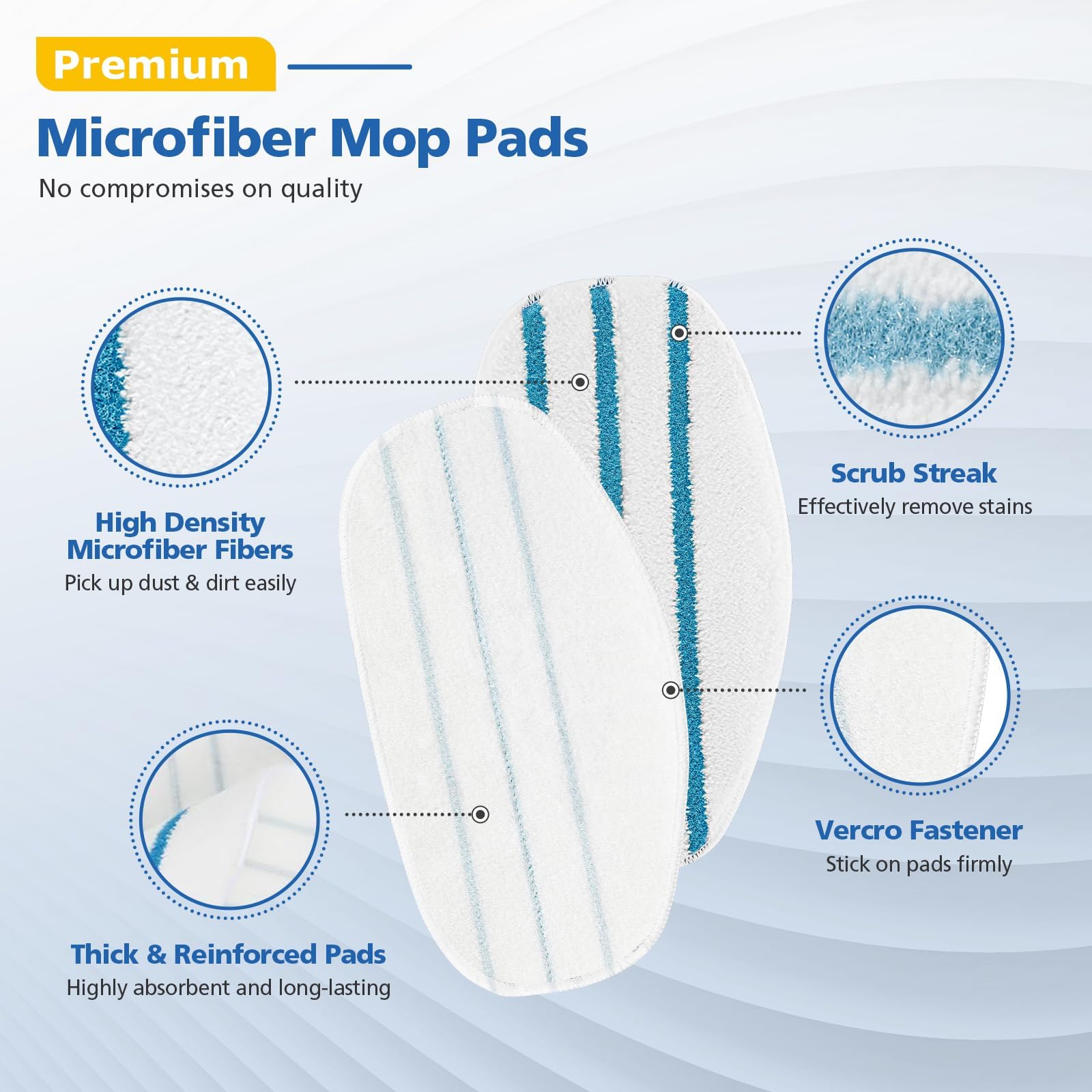 LINNIW 6 Pack Replacement Steam Mop Pads for PurSteam ThermaPro 10-in-1 - Super Absorbent Microfiber Cleaning Cloths for Floors, Tiles & Hardwood - Perfect for Kitchen, Bathroom & Pet Hair Removal