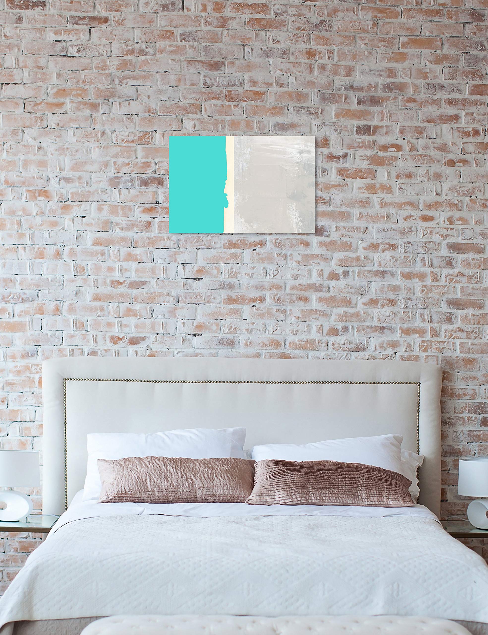Abstract Wall Art Canvas Print 'Divided Turquoise' - Blue & Gray Modern Home Decor - 30