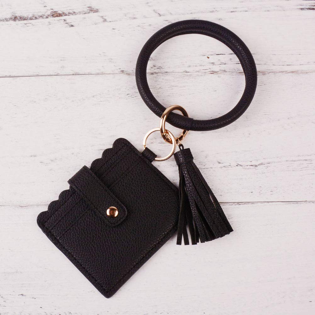 Lantintop Women's PU Leather Wristlet Wallet Keychain - Multifunctional Bangle Key Ring Card Holder with Matching Wristlet for Girls & Women | Perfect for Daily Use, Travel, and Gift Giving