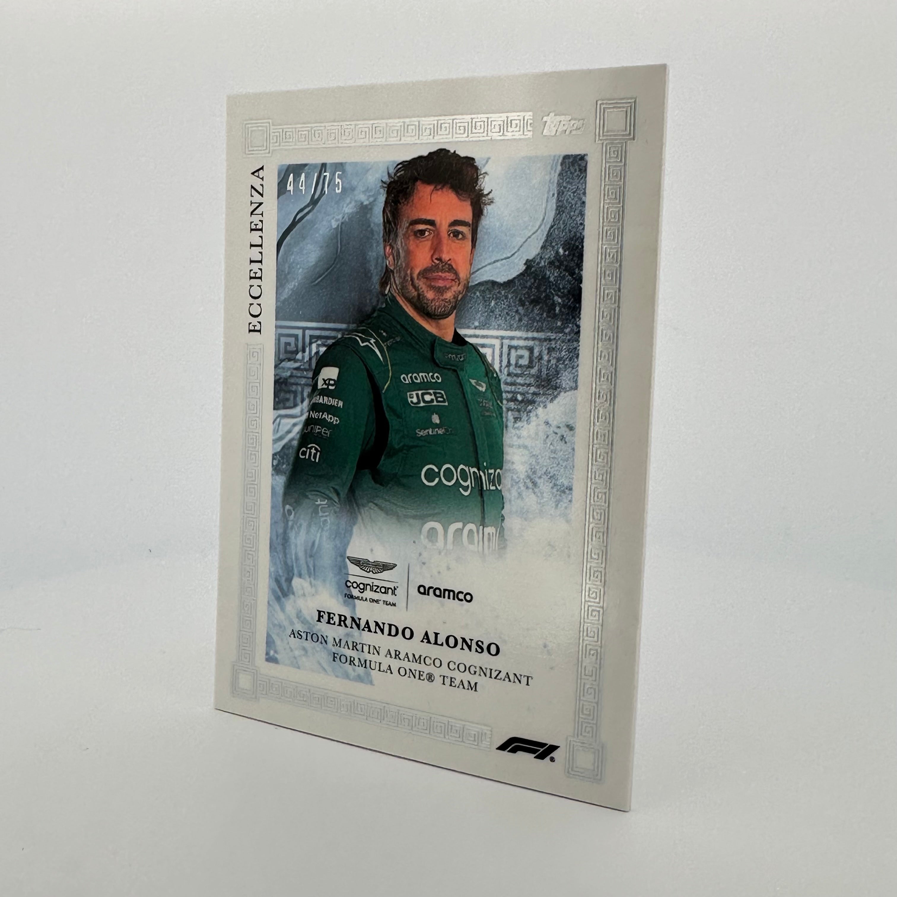 2023 Fernando Alonso 44/75 Silver Eccellenza Collectible Trading Card - Perfect for F1 Racing Fans and Sports Memorabilia Collections