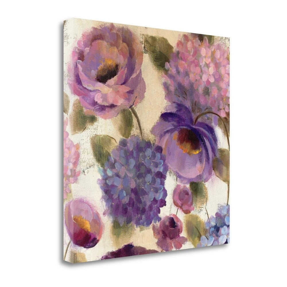 Blue and Purple Flower Song III by Silvia Vassileva - Handmade Gallery Wrap Canvas Art for Living Room, Bedroom & Office Decor