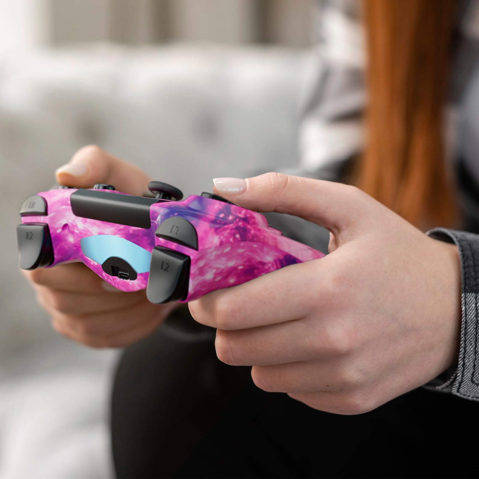 Wireless PS4 Controller Pink - DualShock 4 Gamepad for PlayStation 4/Slim/Pro with Motion Sensor, Vibration, Touch Pad, Built-in Speaker & 3.5mm Audio Jack - Perfect for Gaming, Streaming & Long Play Sessions (800mAh Battery)