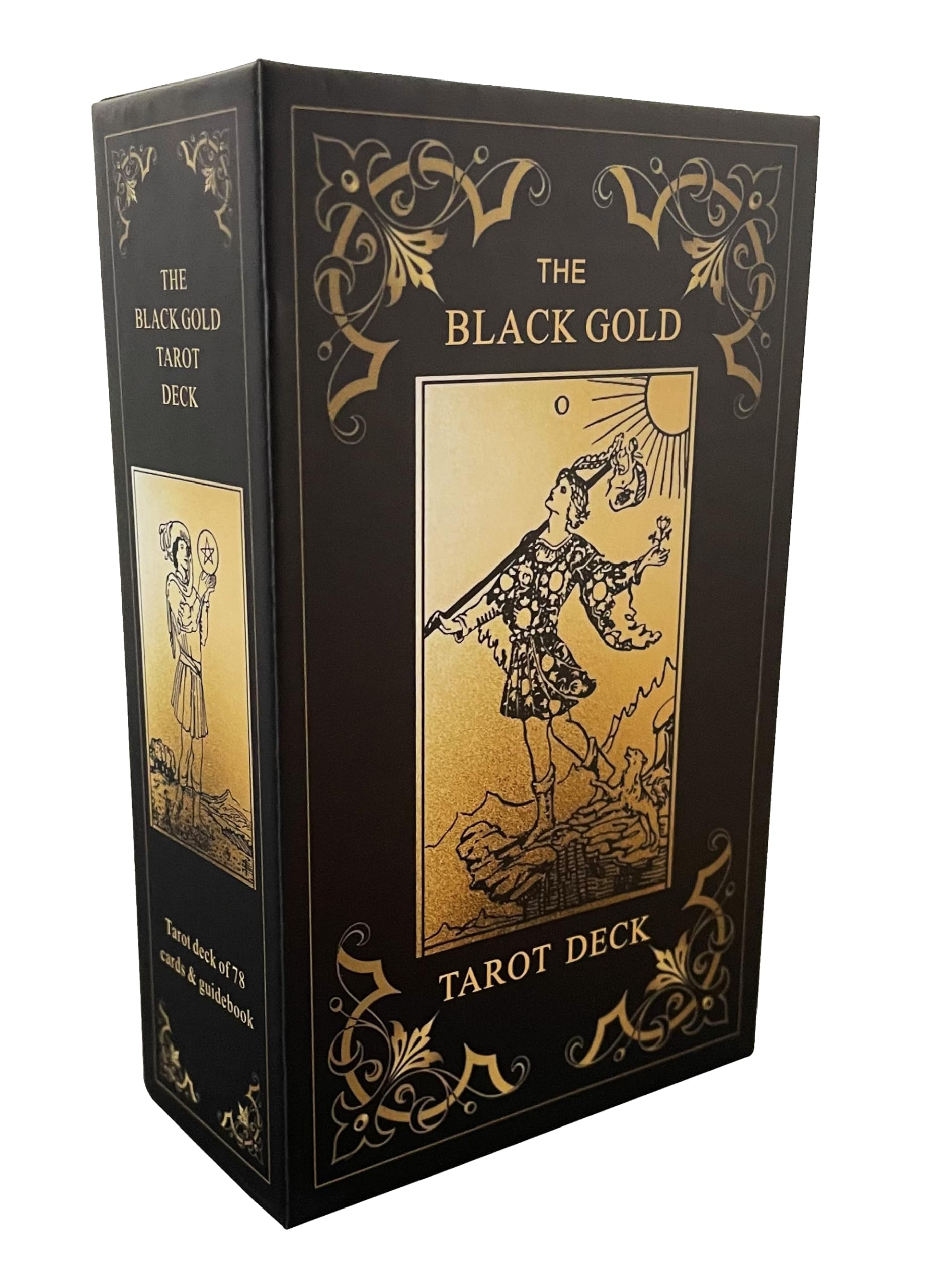 Black Gold Tarot Cards Set for Beginners - 78 Cards with Meanings, Guide Book & Gold Gilded Edges | Perfect for Divination, Meditation & Spiritual Guidance