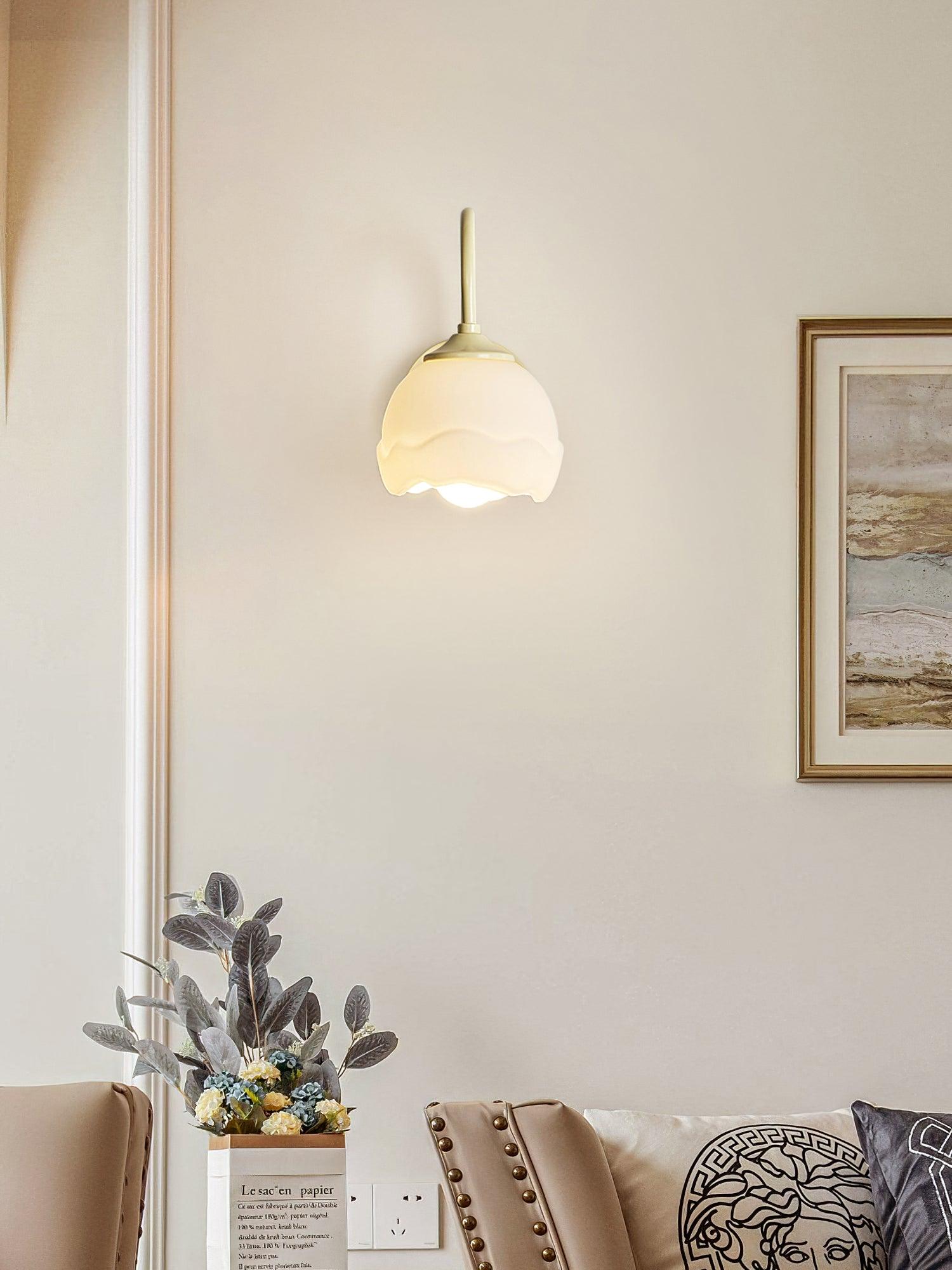 Elegant Milk White Floral Wall Lamp - Modern Decorative Lighting for Bedroom, Living Room & Nursery - Perfect for Home Decor & Romantic Ambiance