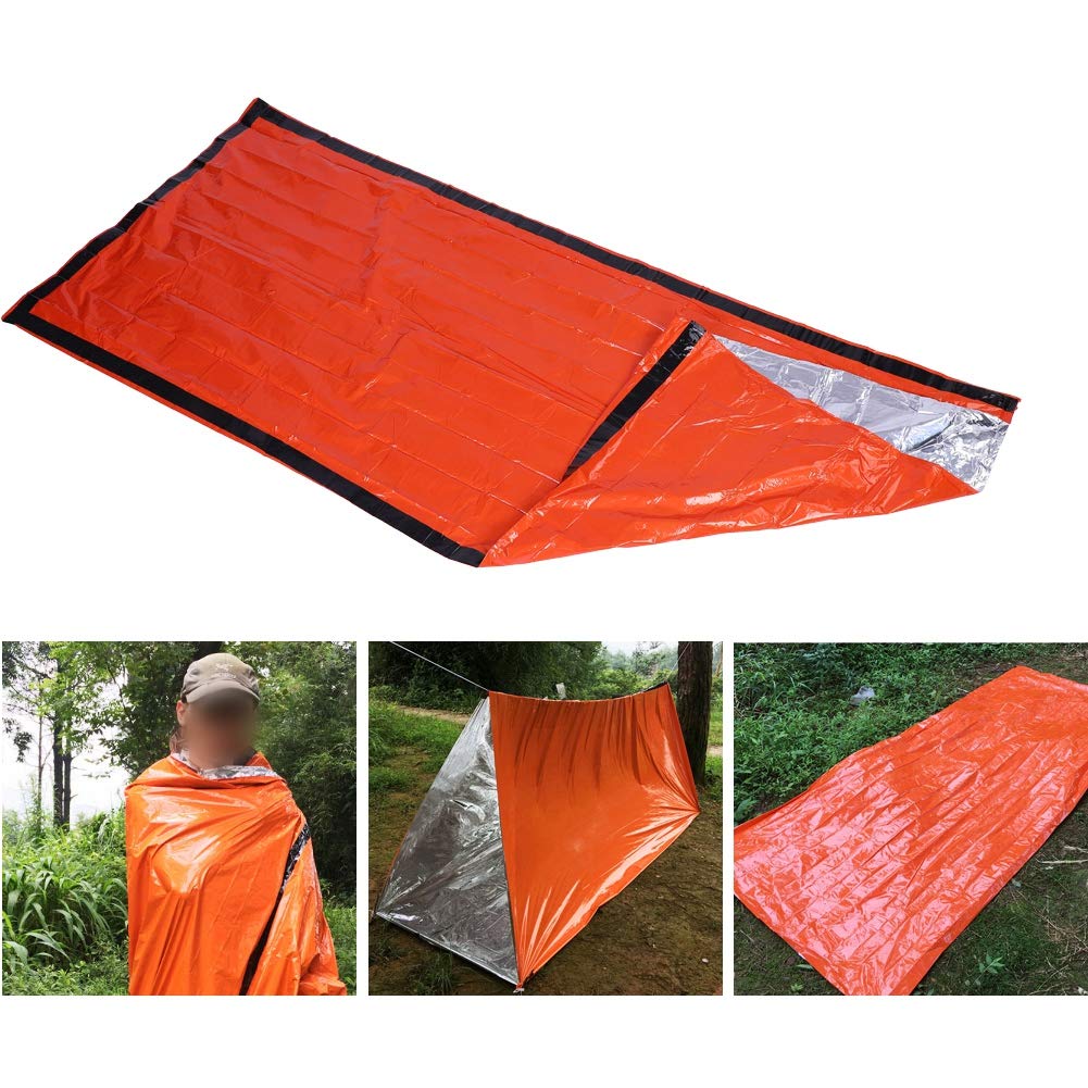 Emergency Sleeping Bag - Lightweight & Waterproof Orange Survival Sleeping Bag for Camping, Hiking, Wild Exploration & Outdoor Adventures - Perfect for Backpacking, Travel & Emergency Preparedness