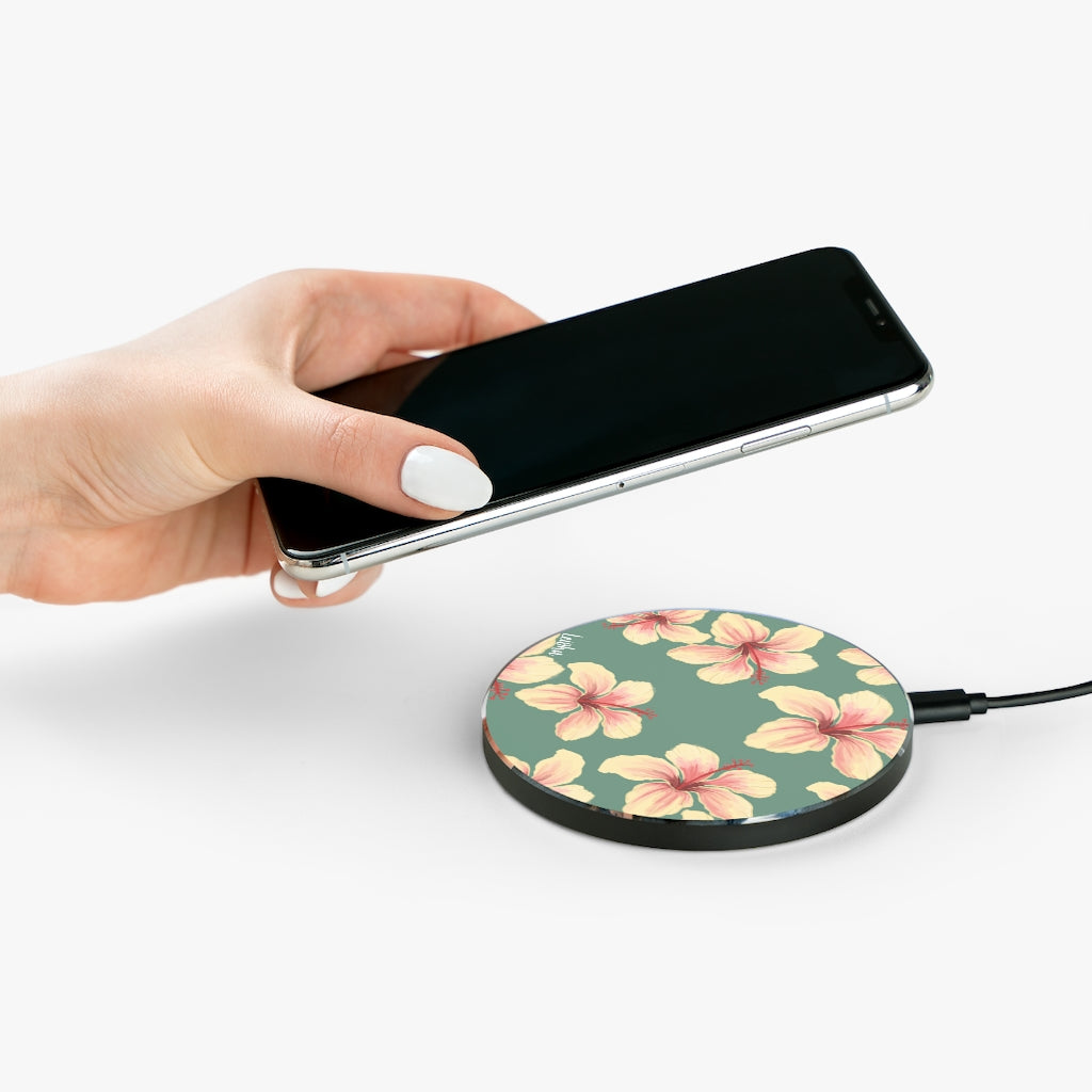 Fast Wireless Charger for iPhone & Android - Hibiscus Design Qi-Certified 10W Charging Pad for Home, Office & Travel