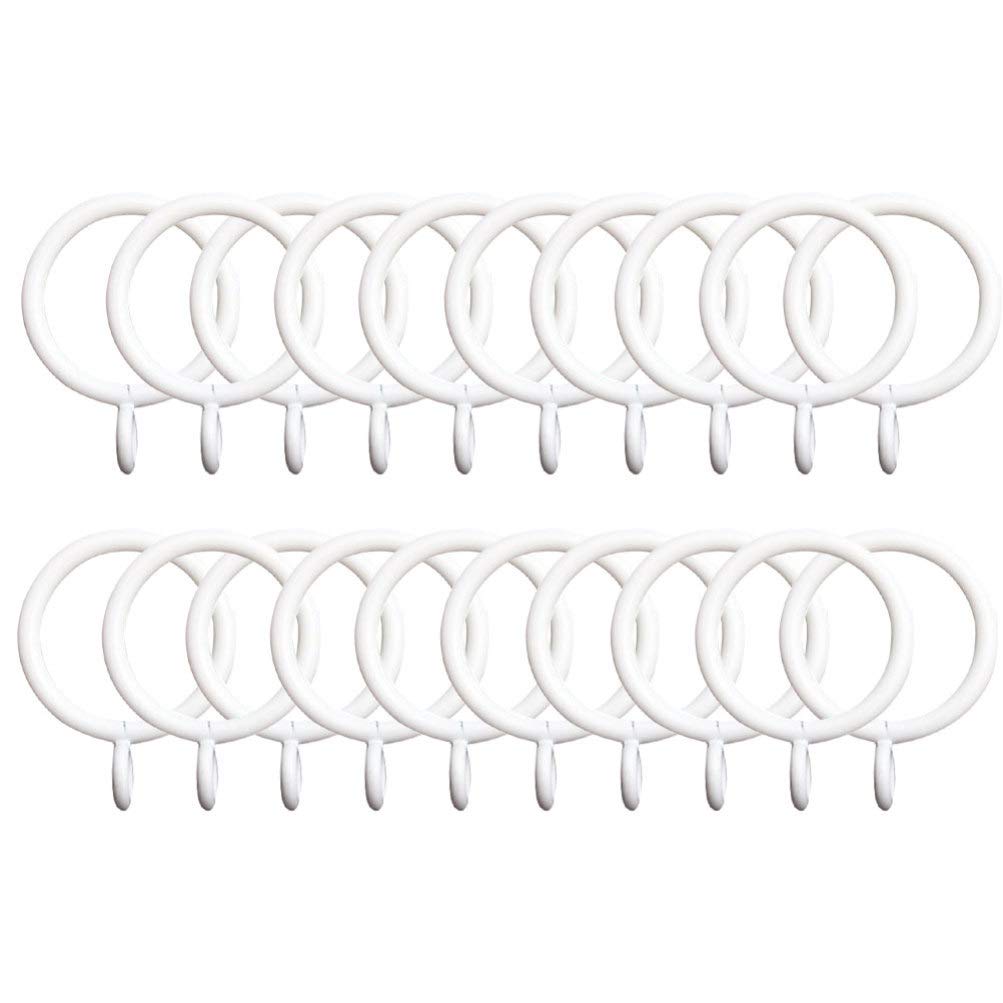 Hemoton 24-Pack Metal & Plastic Shower Curtain Hooks - Rust-Resistant Bathroom Drapery Rings for Shower Curtains, Window Curtains & Tiebacks - Perfect for Bathroom, Kitchen & Home Decor (White)