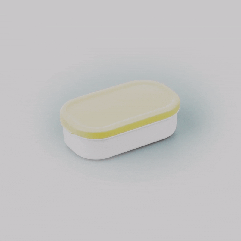 Bento Tek 3 oz White Buddha Box Snack & Sauce Containers with Beige Lid - 3.75