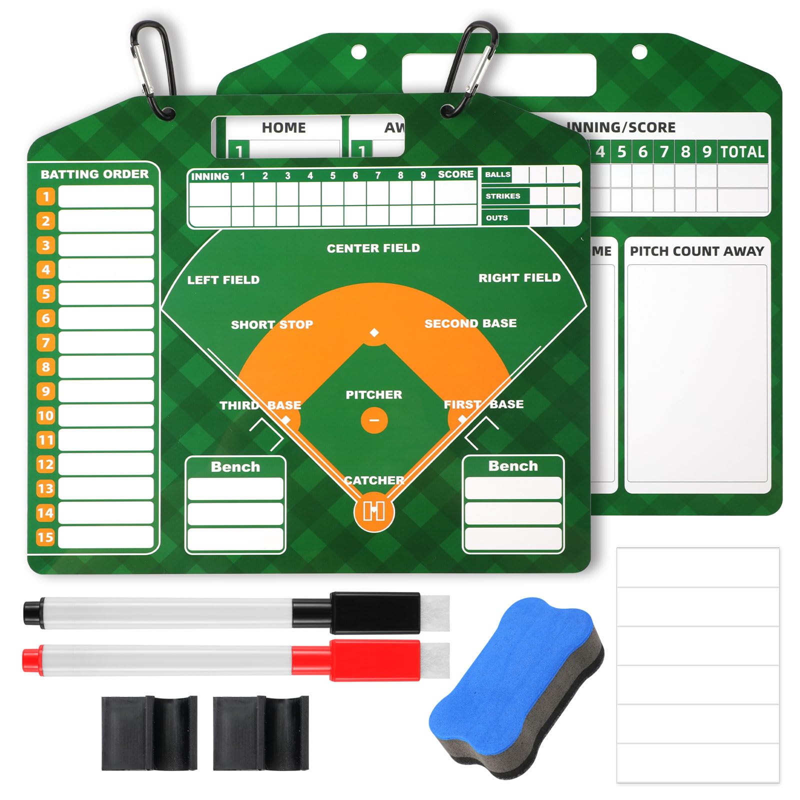 Magnetic Baseball Lineup Board - Dry Erase Softball Tactical Board with Clipboard | Coaching Equipment for Baseball Training | Perfect for Team Practices, Games & Strategy Planning