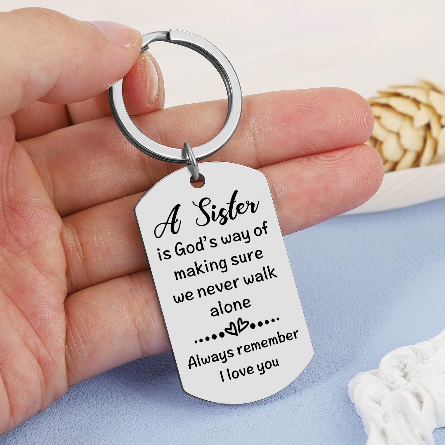 Personalized Sister Keychain Gift - Thoughtful Birthday, Christmas & Valentine's Day Present from Brother | Perfect for Keyrings, Bags & Everyday Carry