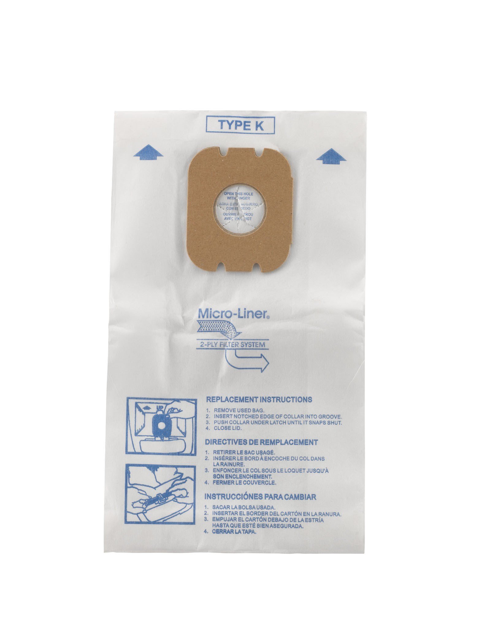 Hoover Vacuum Cleaner Bags Type K (Pack of 3) - Compatible with Spirit Canister Vacs - Part #4010028K - White Replacement Bags for Dust & Pet Hair - Perfect for Home Cleaning & Allergy Relief