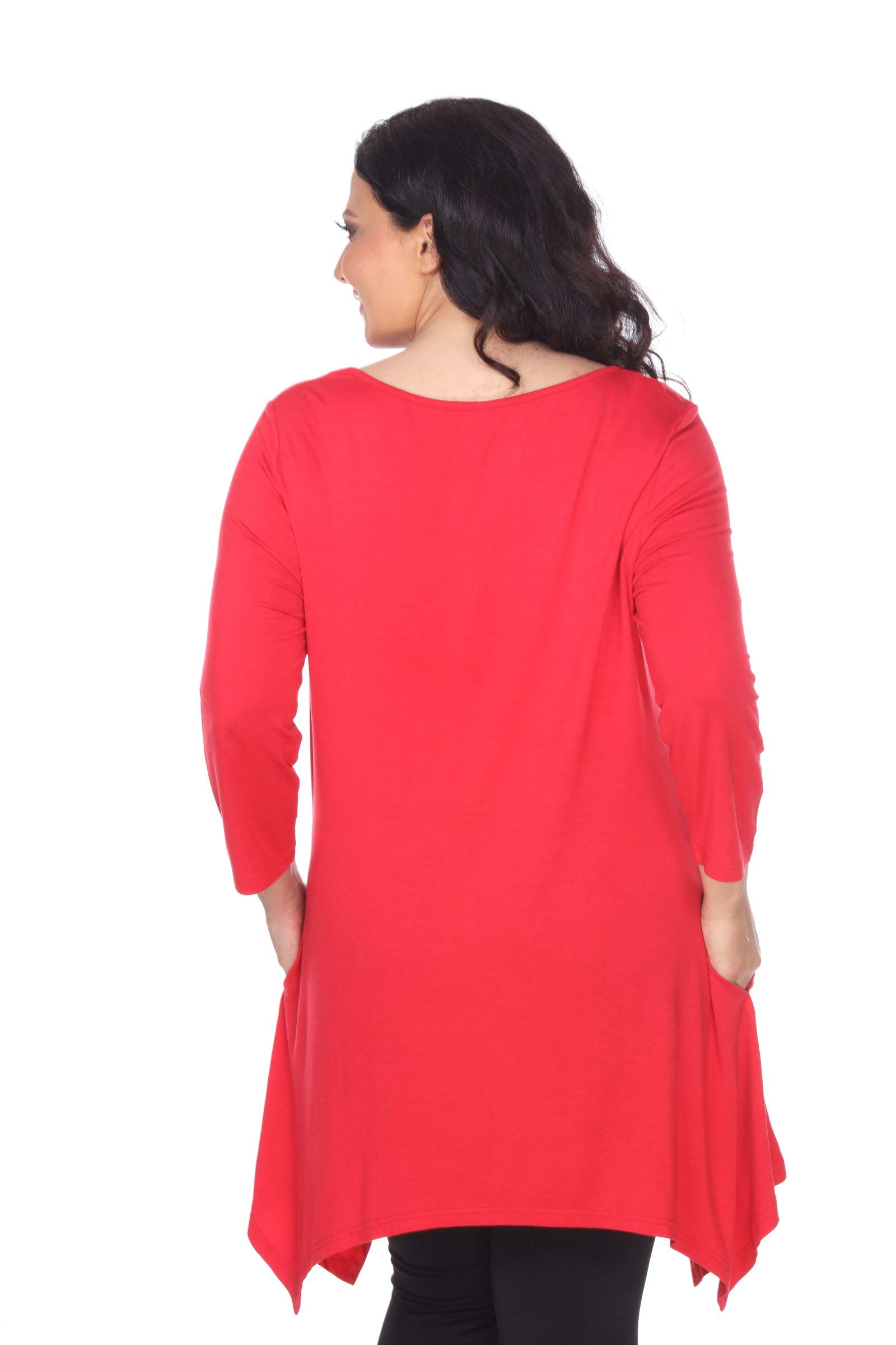 Plus Size Makayla Tunic Top for Women - Flattering Red Blouse with Long Sleeves | Perfect for Office Wear, Casual Outfits & Special Occasions