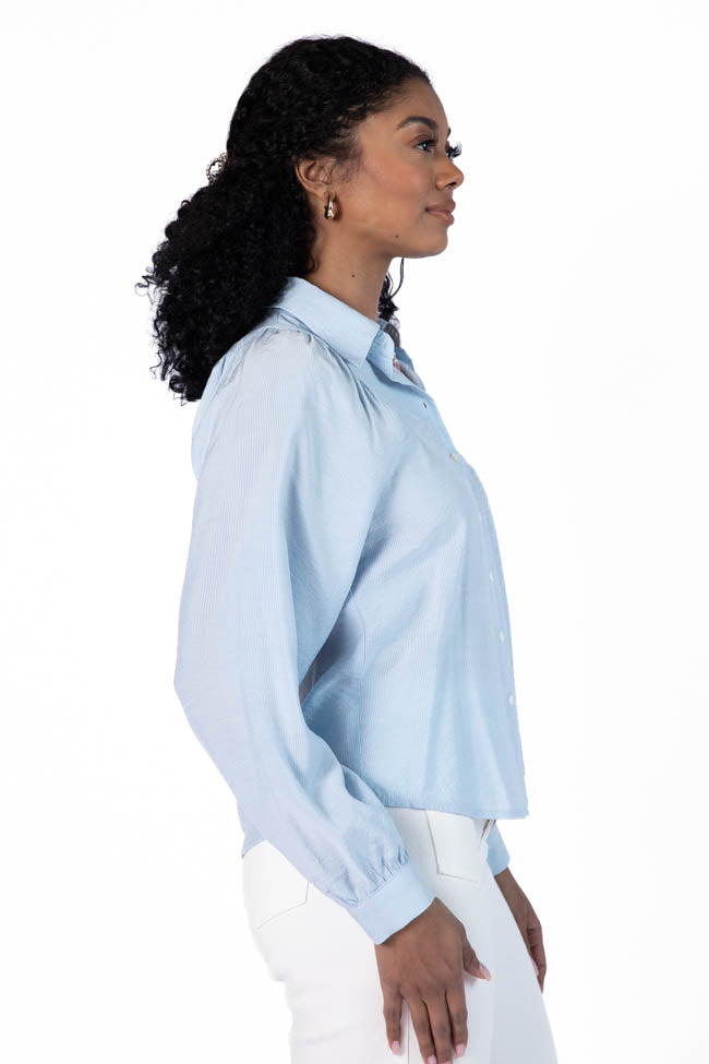 Classic Blue Button-Down Blouse for Women | Basic Foundation Shirt | Office Wear & Casual Outfits | Final Sale