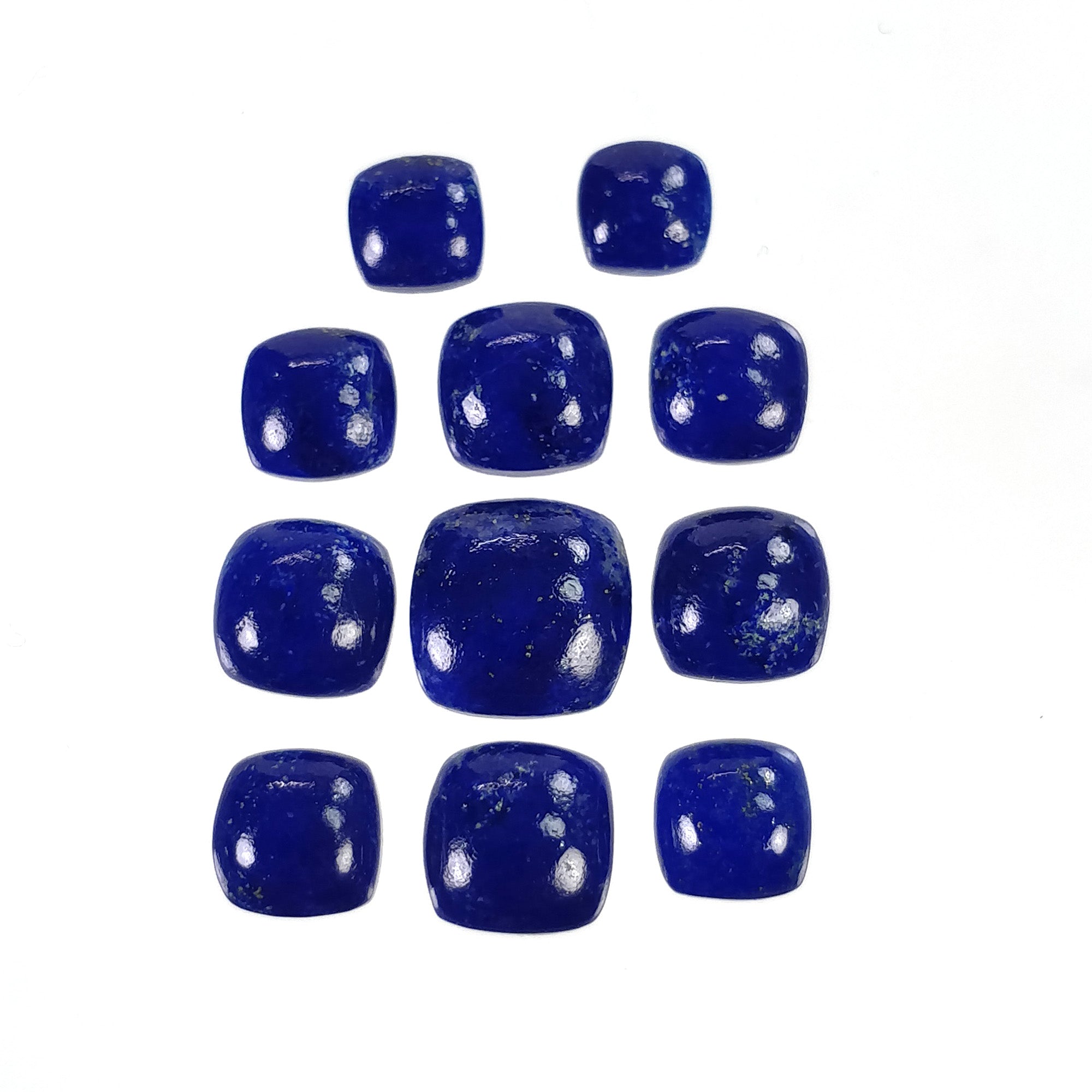 Natural Untreated Blue Lapis Lazuli Gemstone Cabochon - 17.50cts Cushion Shape (6mm-11mm, 11pcs) for Jewelry Making, Wire Wrapping & Healing Crystals