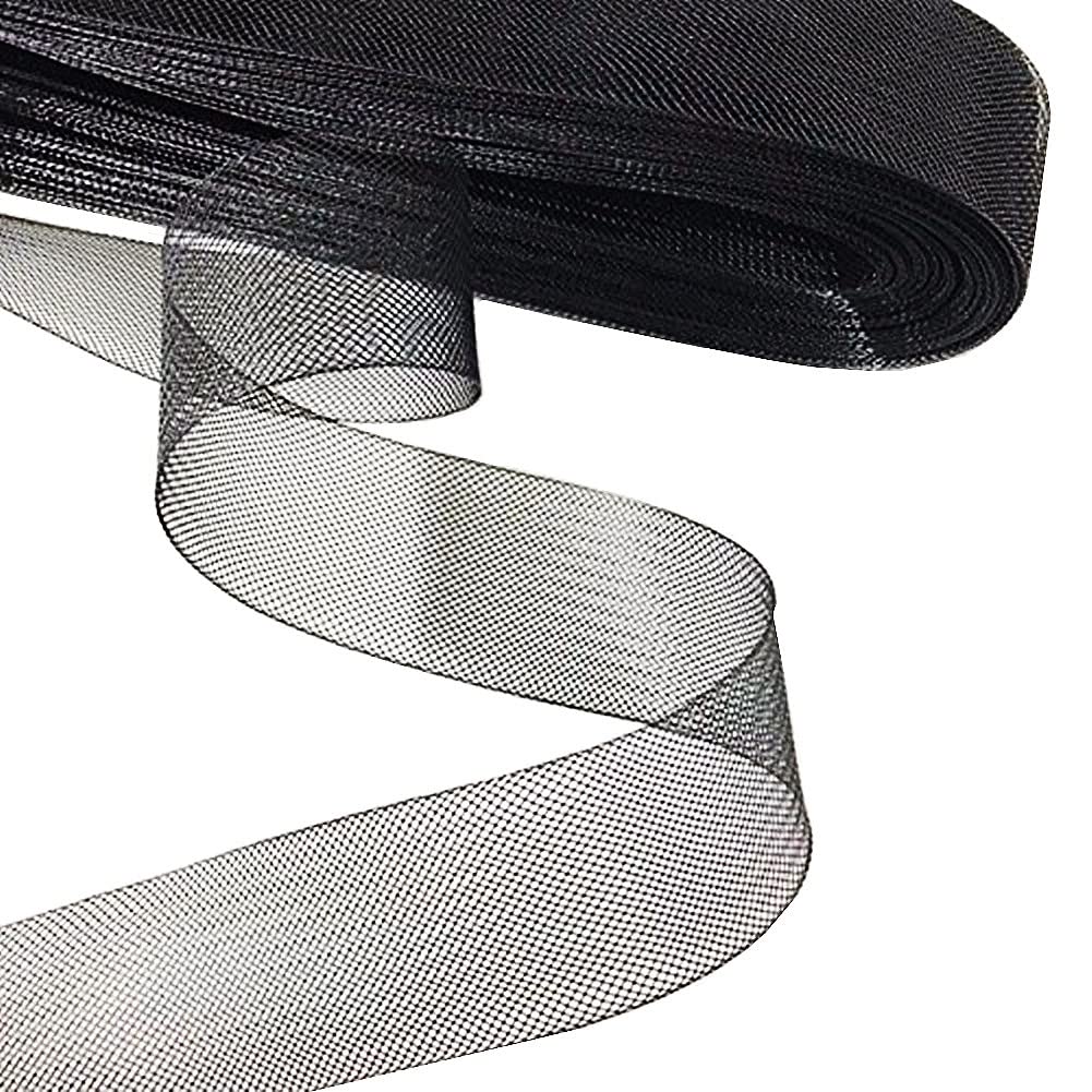 50 Yards Soft Horsehair Braid 3 Inch - Black Polyester Boning for Sewing Wedding Dresses, Dance Gowns & Formal Attire - Perfect for Hemming, Ruffles & Dress Structure Support