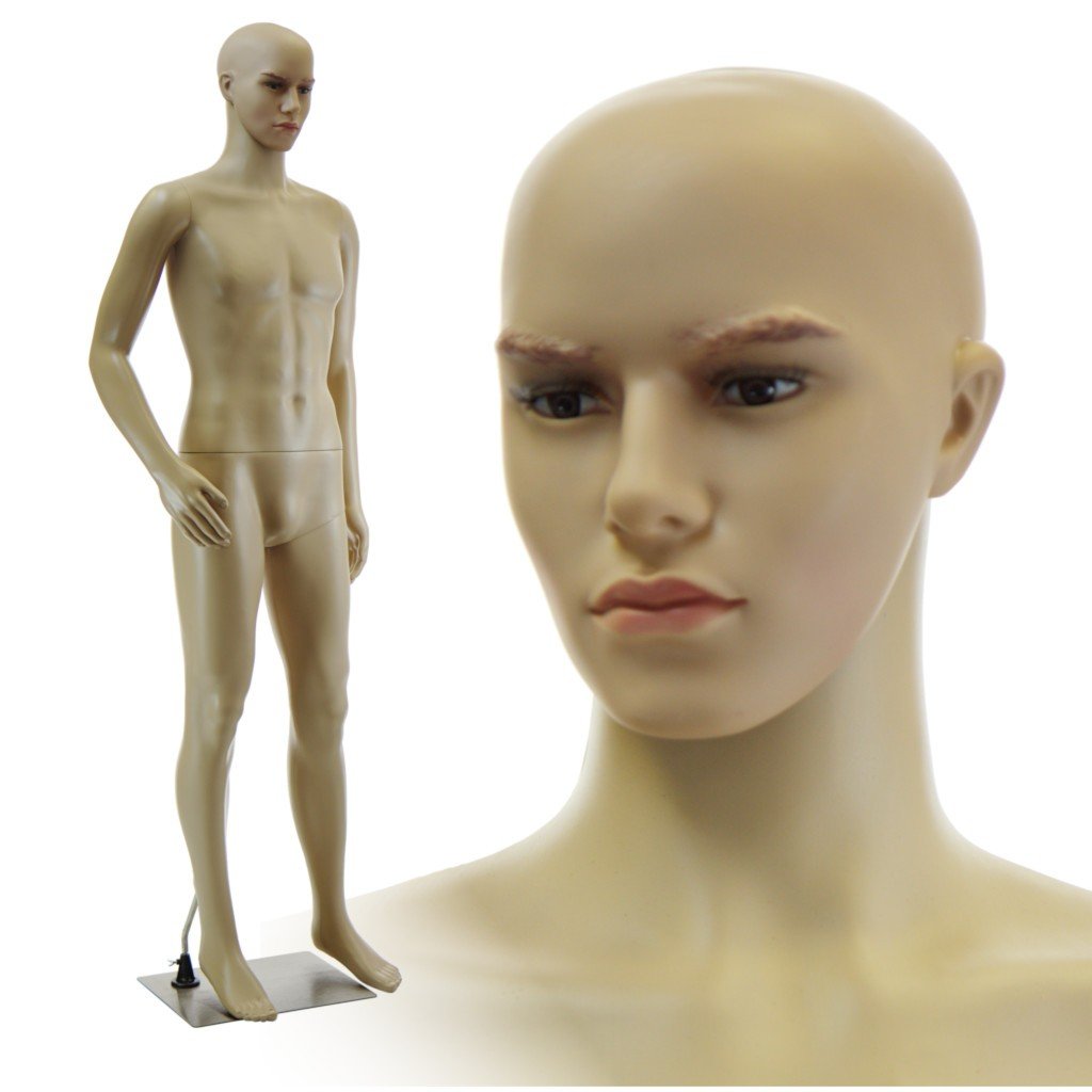 Realistic Standing Male Adult Mannequin with Base (F-01B) - Perfect for Retail Store Displays, Fashion Boutiques & Window Dressing