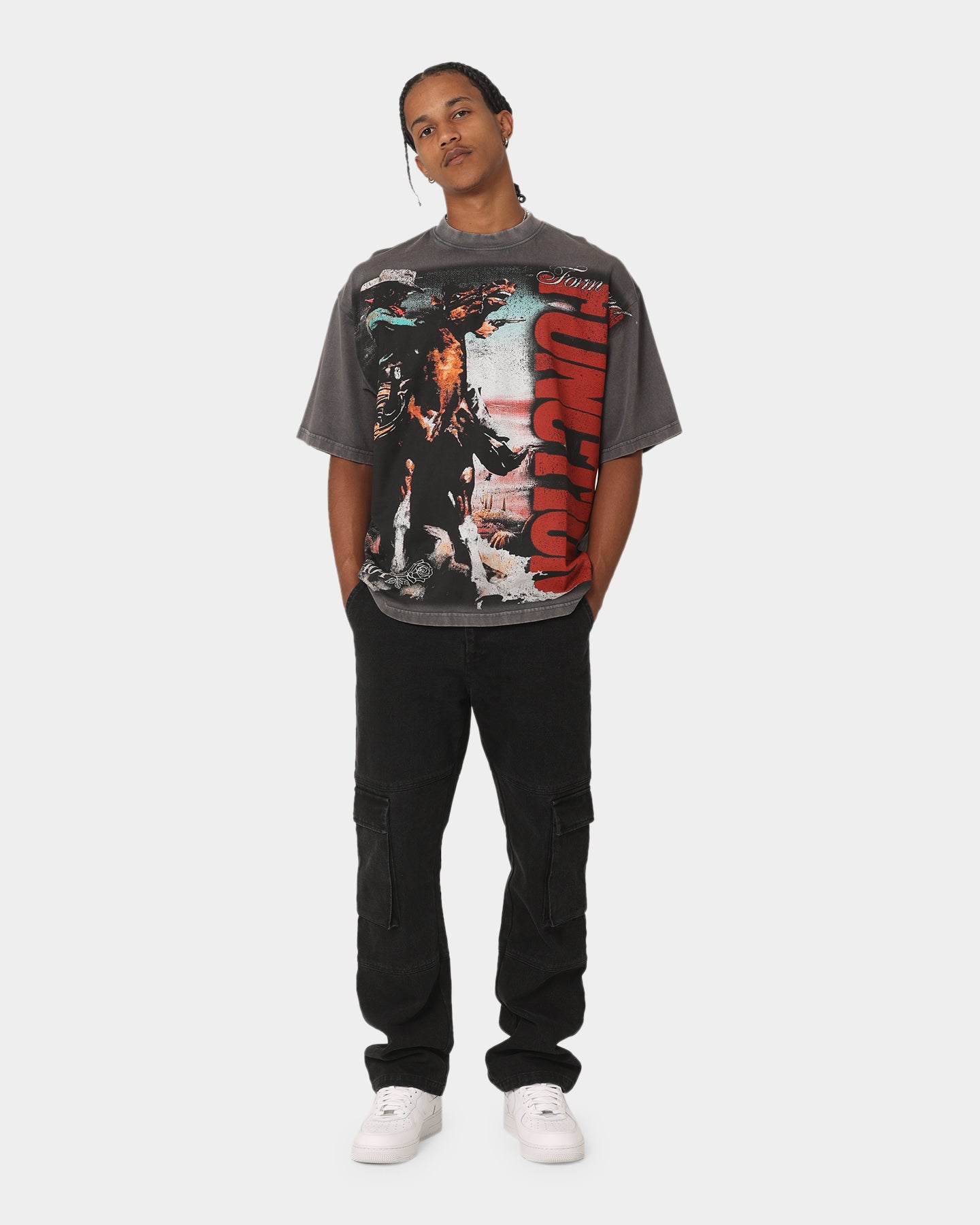 404 Wild West Vintage T-Shirt for Men & Women - Charcoal Gray Cotton Tee - Western Cowboy Style Graphic Shirt for Casual Wear, Parties & Themed Events