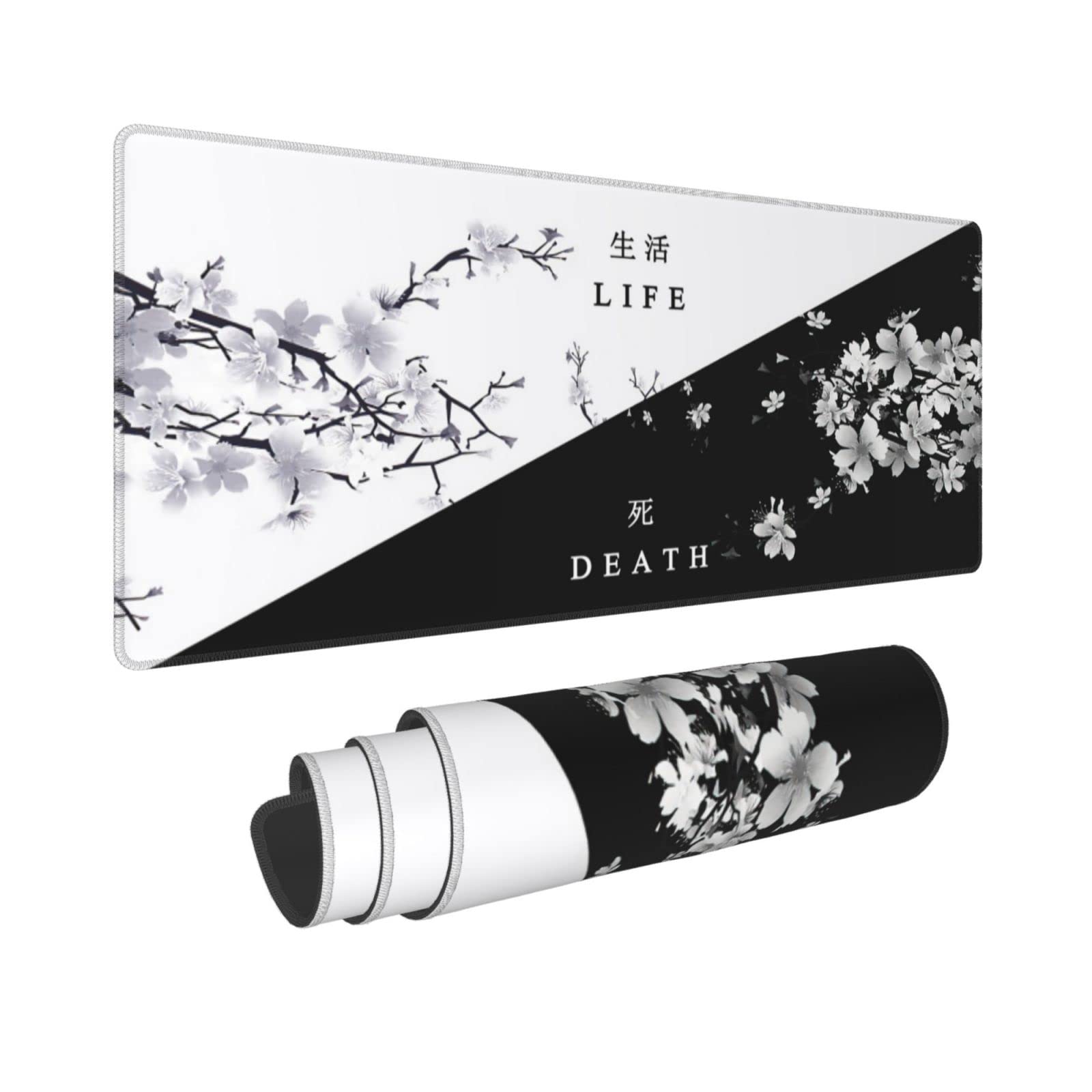 Tianhua Black & White Cherry Blossom Gaming Mouse Pad - Extra Large (31.5