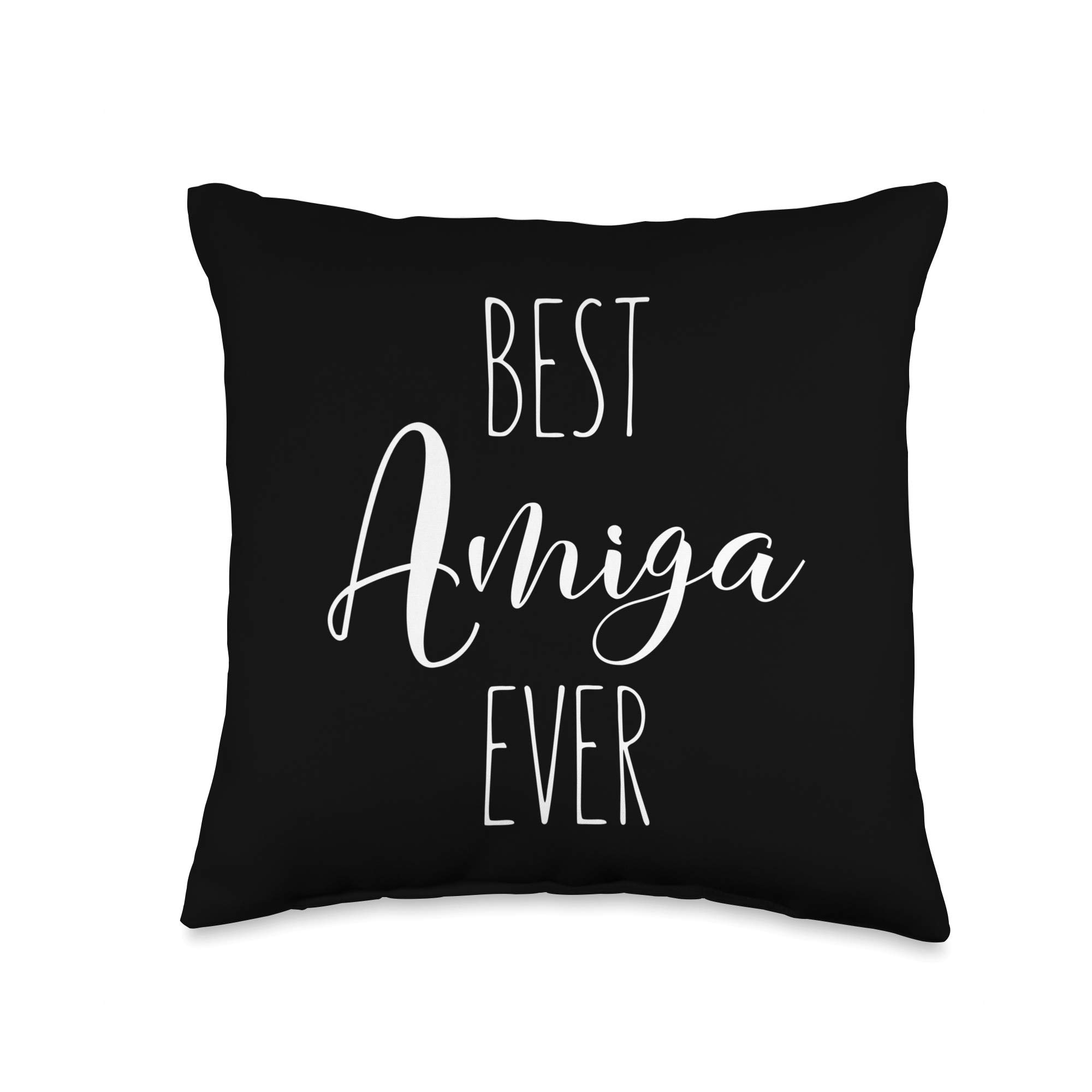 Best Amiga Ever - Funny Spanish Friend Throw Pillow - Perfect for Sofas, Beds, and Gift Giving