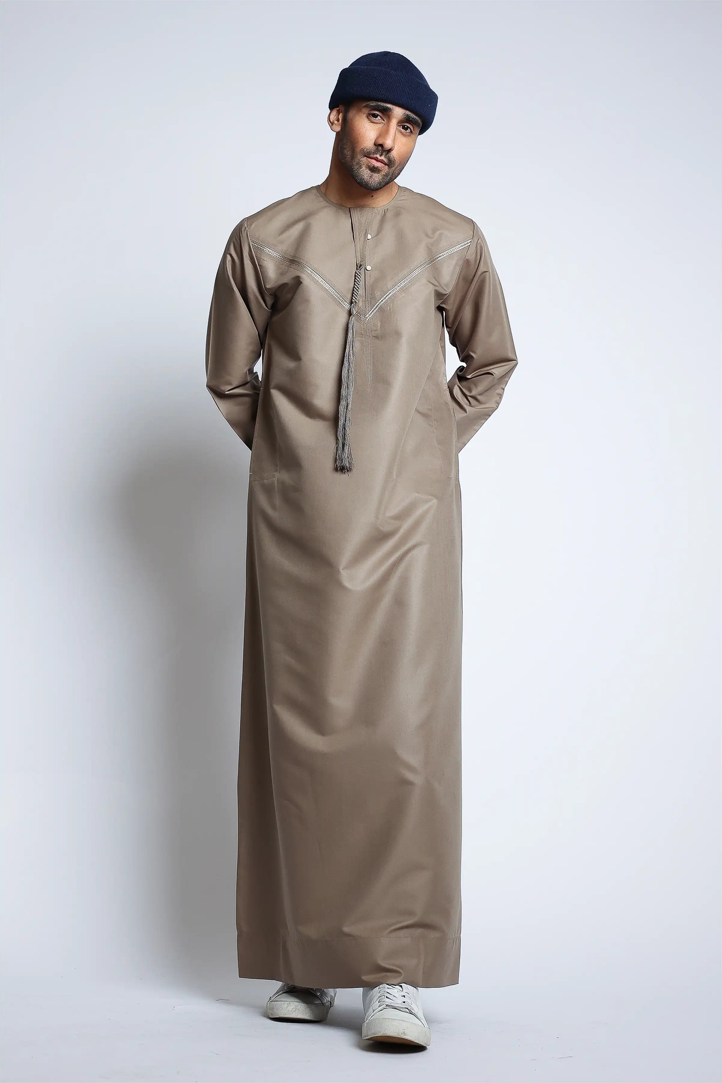 J148 Cobblestone Emirati Thobe - Premium Traditional Arabic Robe for Men - Perfect for Eid, Weddings & Special Occasions