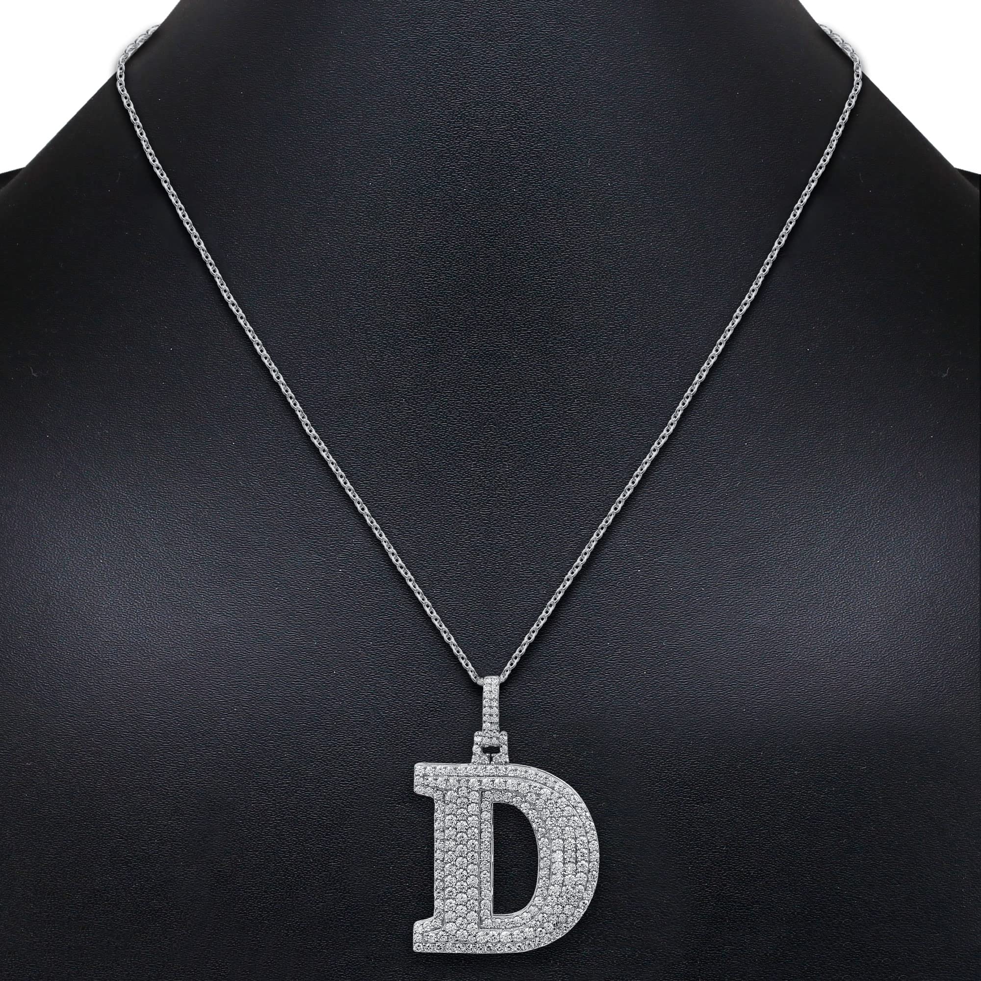 Moissanite Initial Pendant Necklace - A to Z Alphabet Letter Jewelry in White Gold Plated & Sterling Silver with Genuine Moissanite Stones | Perfect Christmas & Birthday Gift for Men & Women | Elegant Everyday Wear, Special Occasions & Personalized Gifting