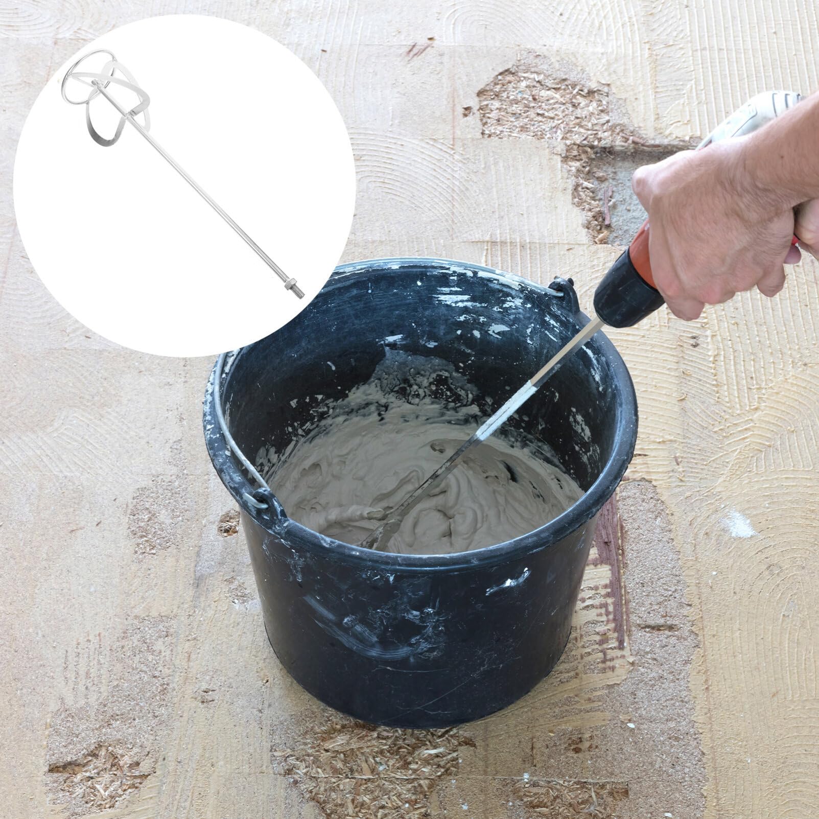 POPETPOP Drill Paint Mixer Attachment - 20.44 x 4.44in Steel Paint Stirrer for Cement, Mud & Paint Mixing | Compatible with Standard Drills | Perfect for Home Renovation, DIY Projects & Professional Painting
