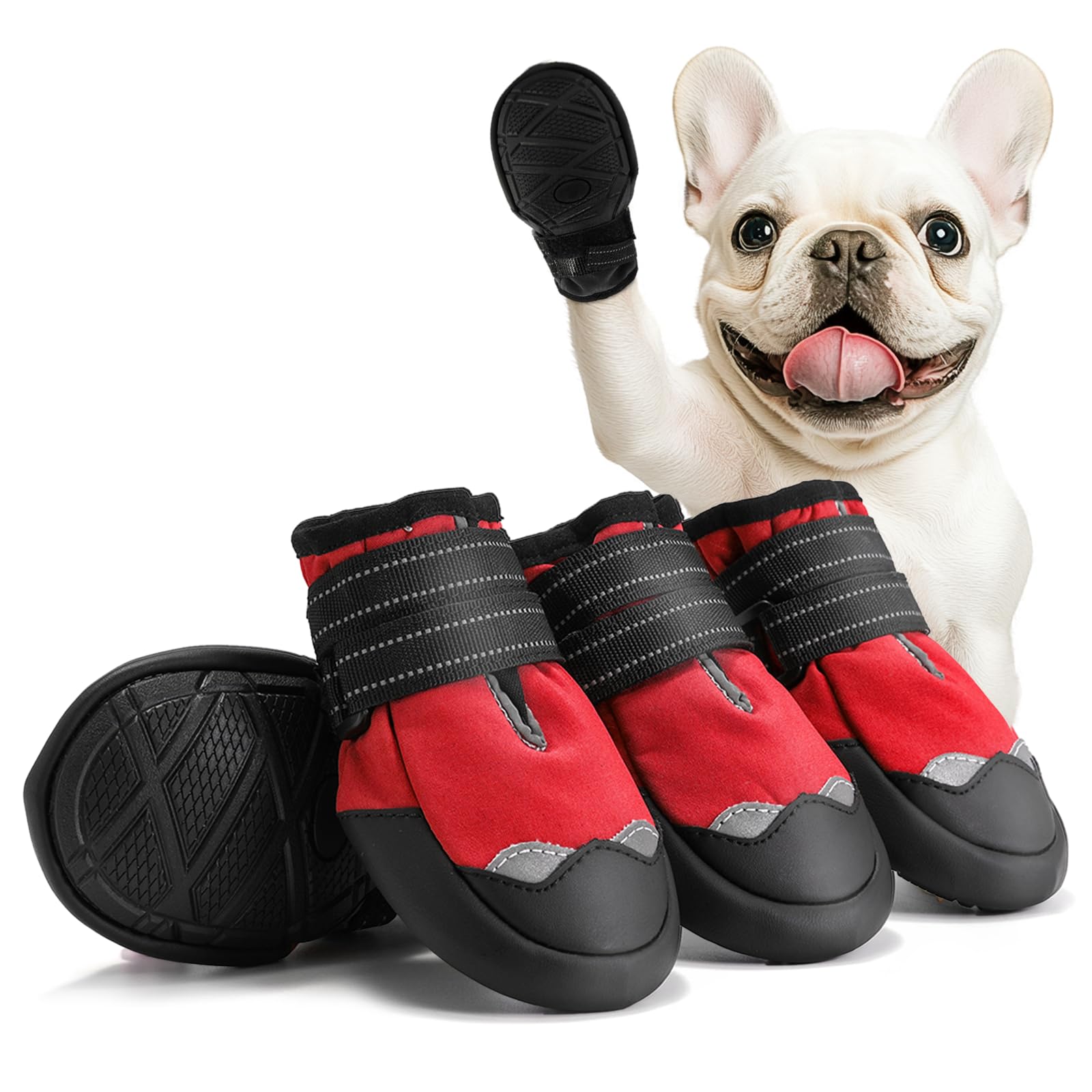 Waterproof Dog Boots for Medium & Large Dogs - Winter Snow & Summer Hot Pavement Protection - Size 3 Dog Shoes with Non-Slip Soles (Ideal for Hiking, Walking, and Outdoor Adventures)