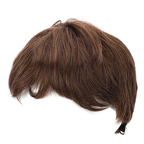 Men's Short Hair Wig - Light Brown Natural Fluffy Handmade Breathable Mesh Cap for Fashionable Look | Perfect for Cosplay, Daily Wear & Costume Parties