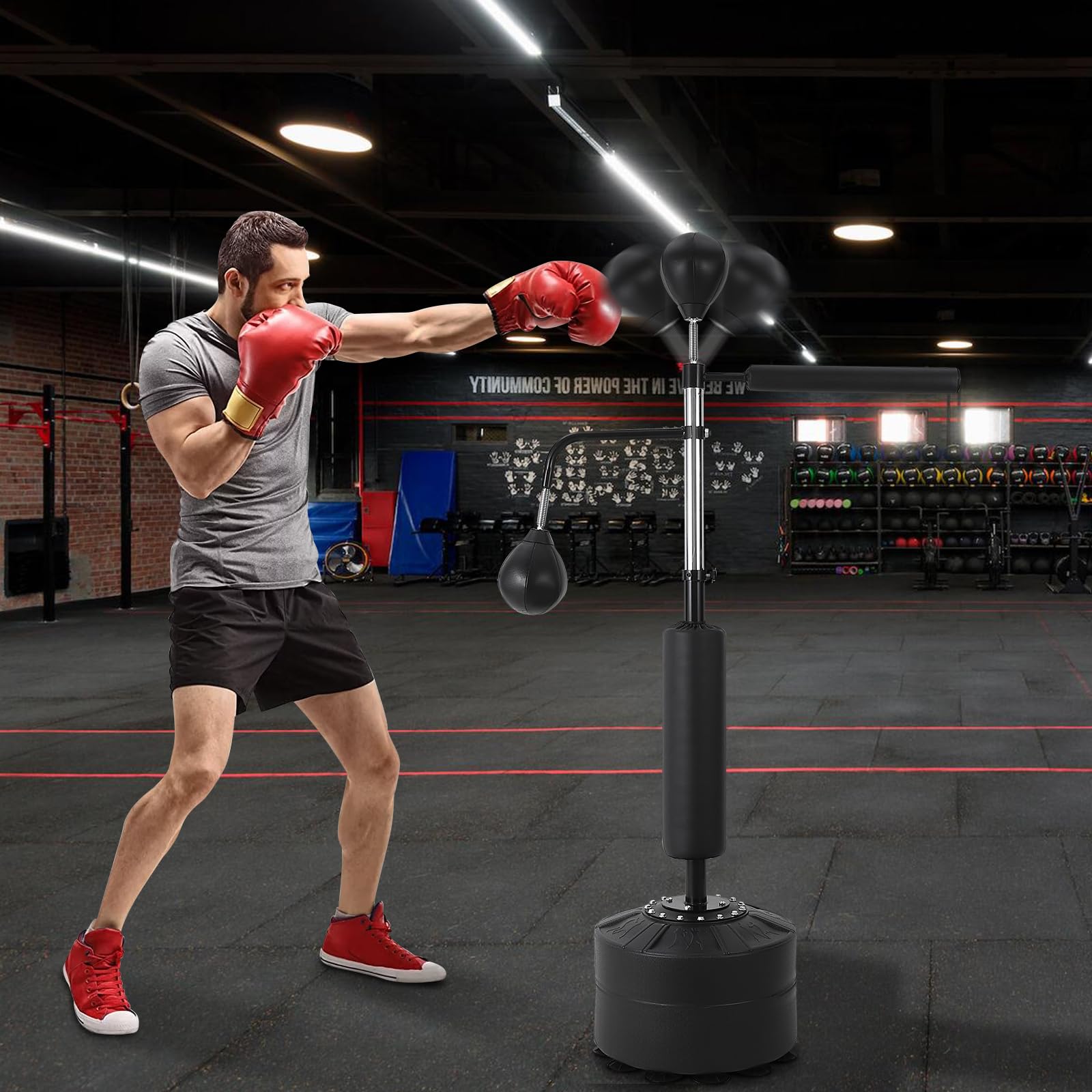 3-in-1 Freestanding Boxing Punching Bag Set with 2 Speed Balls, 360° Relax Bar & Reflex Bag - Professional Kickboxing Training Equipment for Adults - Perfect for Home Gym, Martial Arts Practice & Fitness Workouts