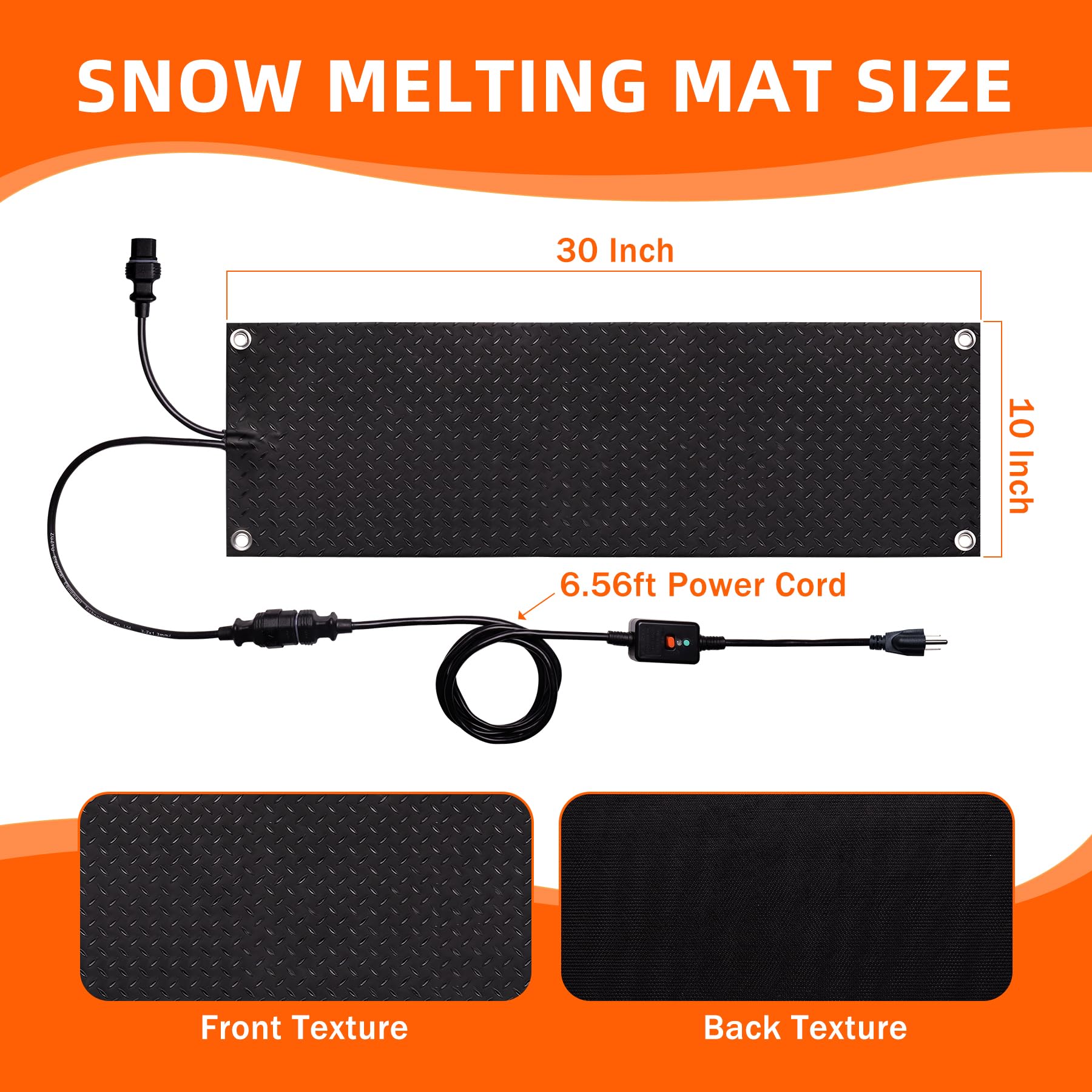 10x30ft Electric Snow Melting Mats for Outdoor Use - Anti-Slip Heated Walkway Mats for Winter - Durable Rubber Ice Melting Mats for Stairs, Steps & Floors (3PCS) - Perfect for Driveways, Patios & Entryways