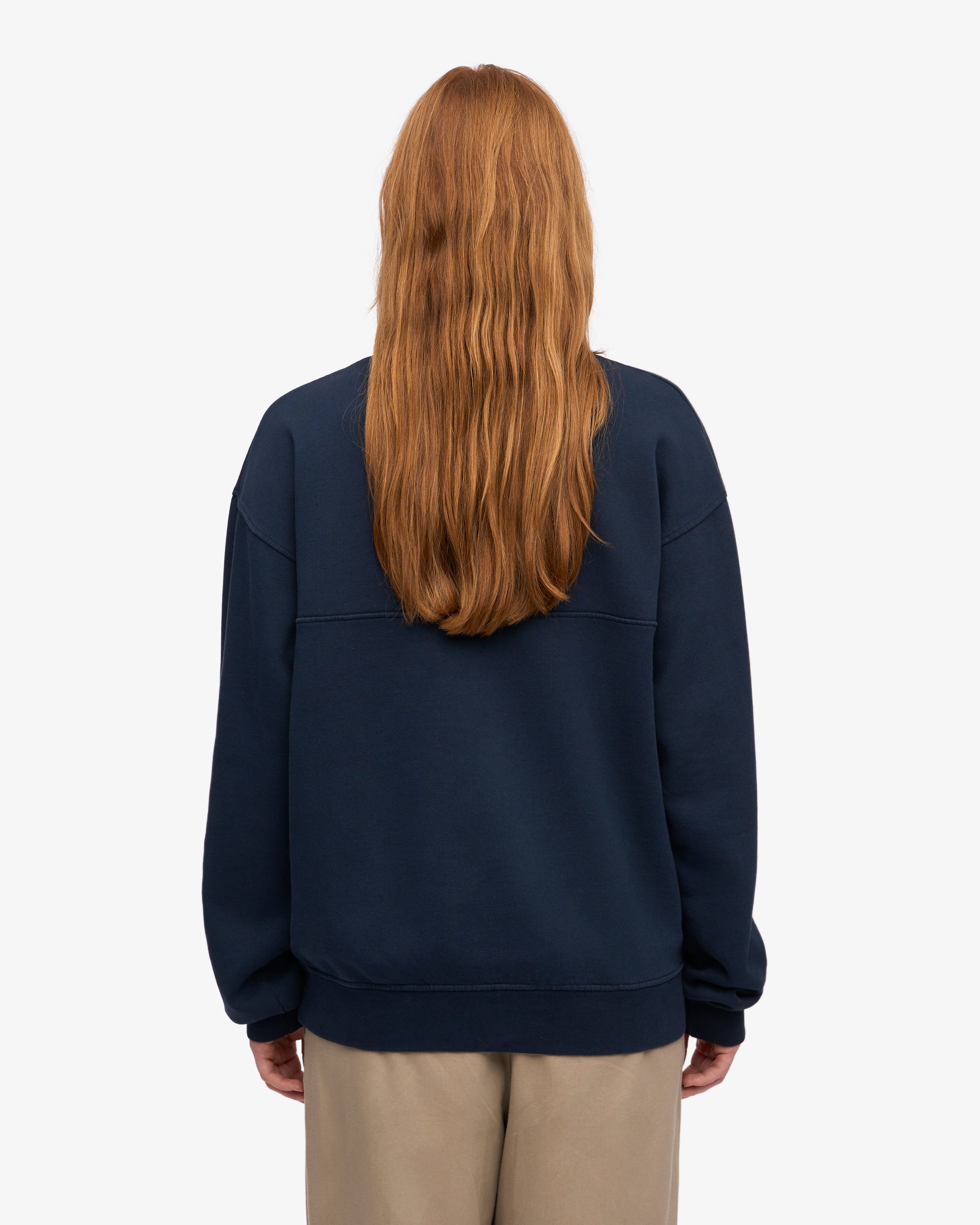 Organic Quarter Zip Sweater for Men - Navy Blue Pullover for Casual Wear & Outdoor Activities