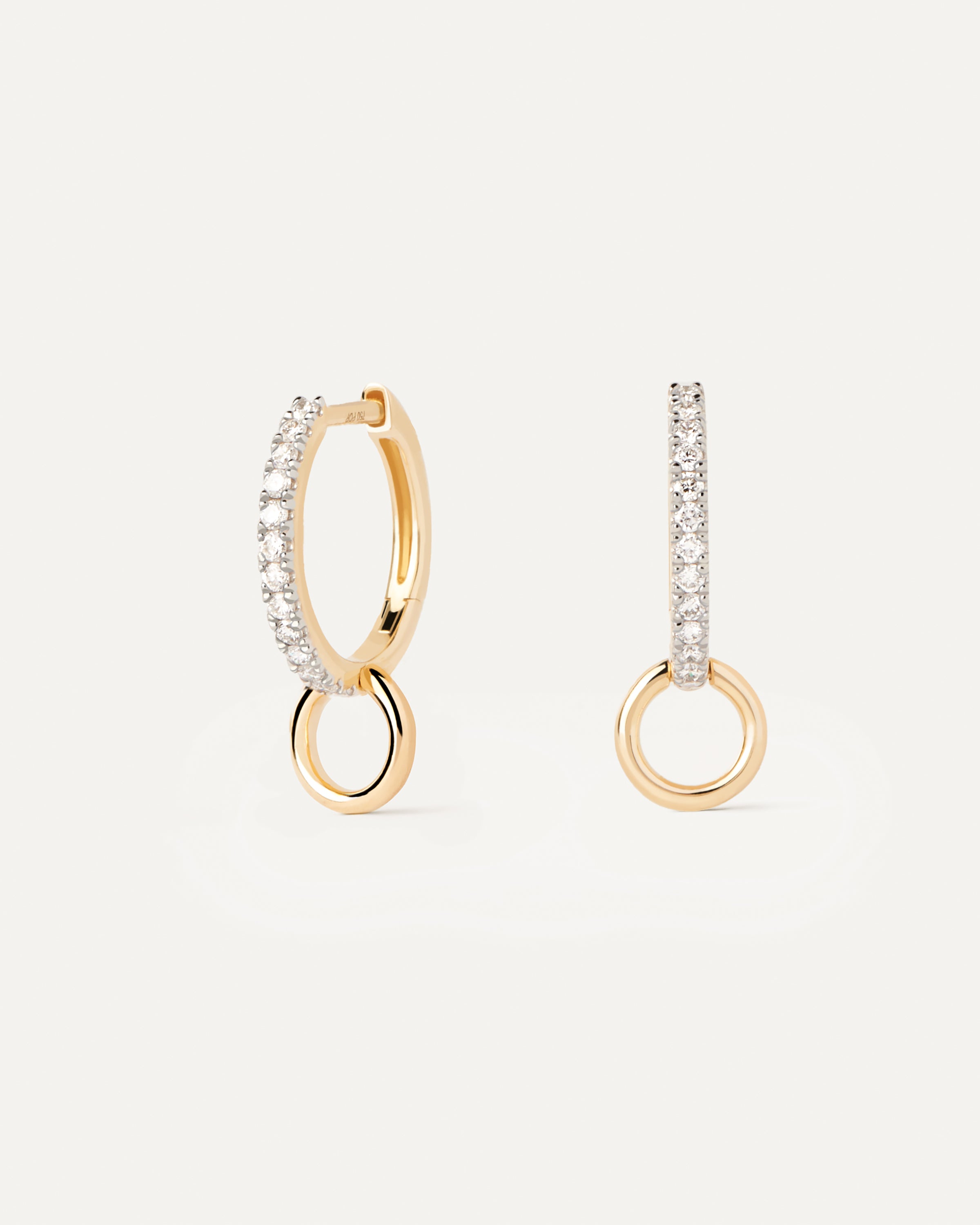 Diamond and Gold Circle Single Hoop Earrings for Women - Elegant Everyday Jewelry for Parties, Weddings & Special Occasions