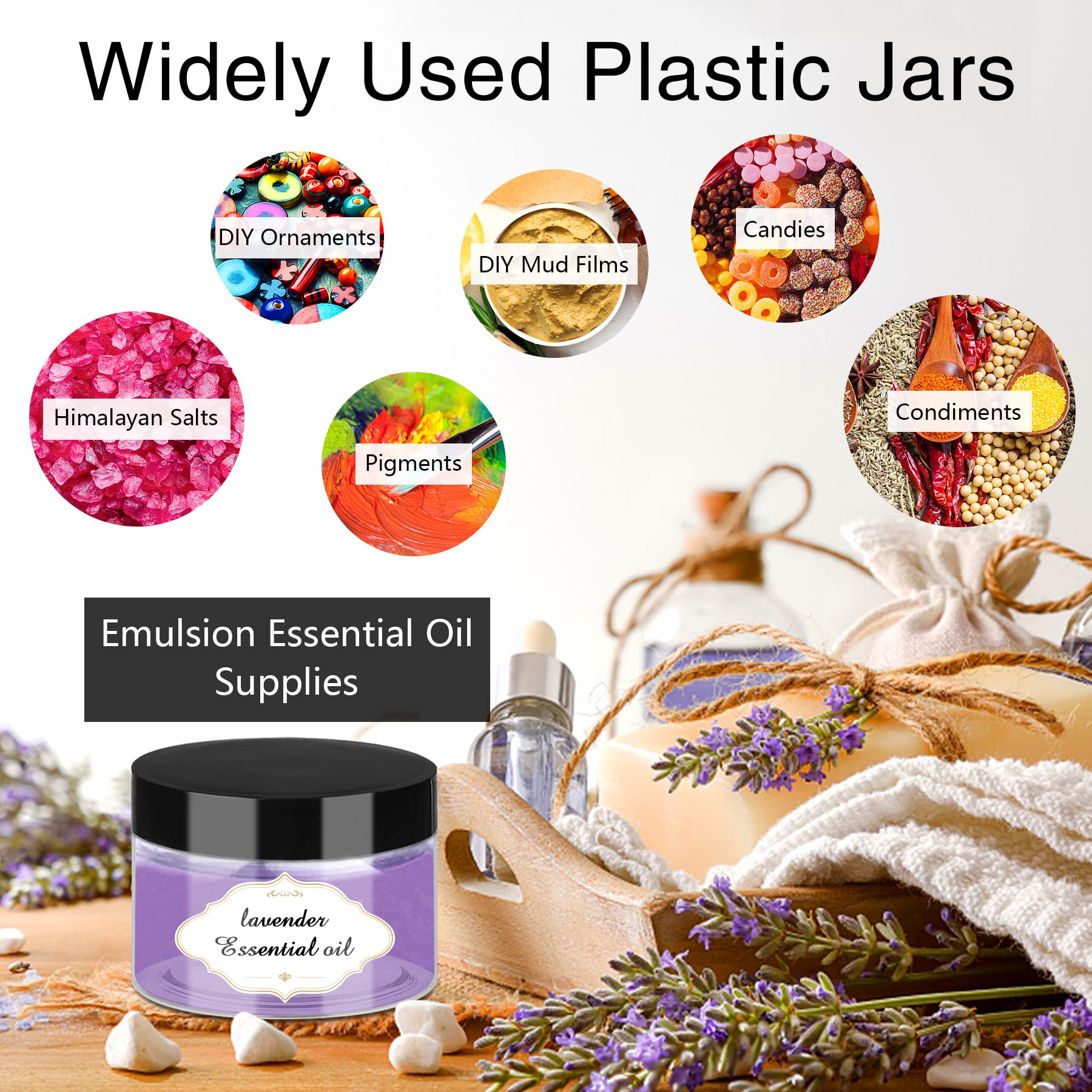 72-Pack 4 oz Clear Plastic Jars with Screw-On Lids - Refillable Slime Containers, Cosmetic Jars for Lotions, Beauty Products & Kitchen Storage - Perfect for DIY Crafts, Travel Toiletries & Organizing Small Items