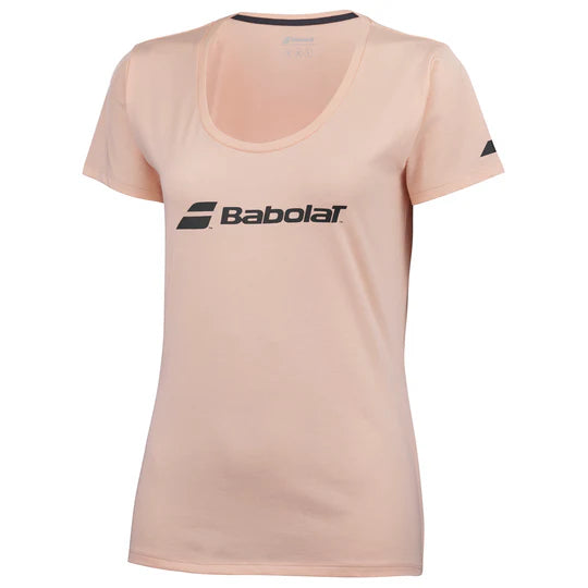 Babolat Women's Performance Exercise Tee 5062 - Breathable Workout Shirt in Tropical Peach for Tennis, Gym & Active Lifestyle