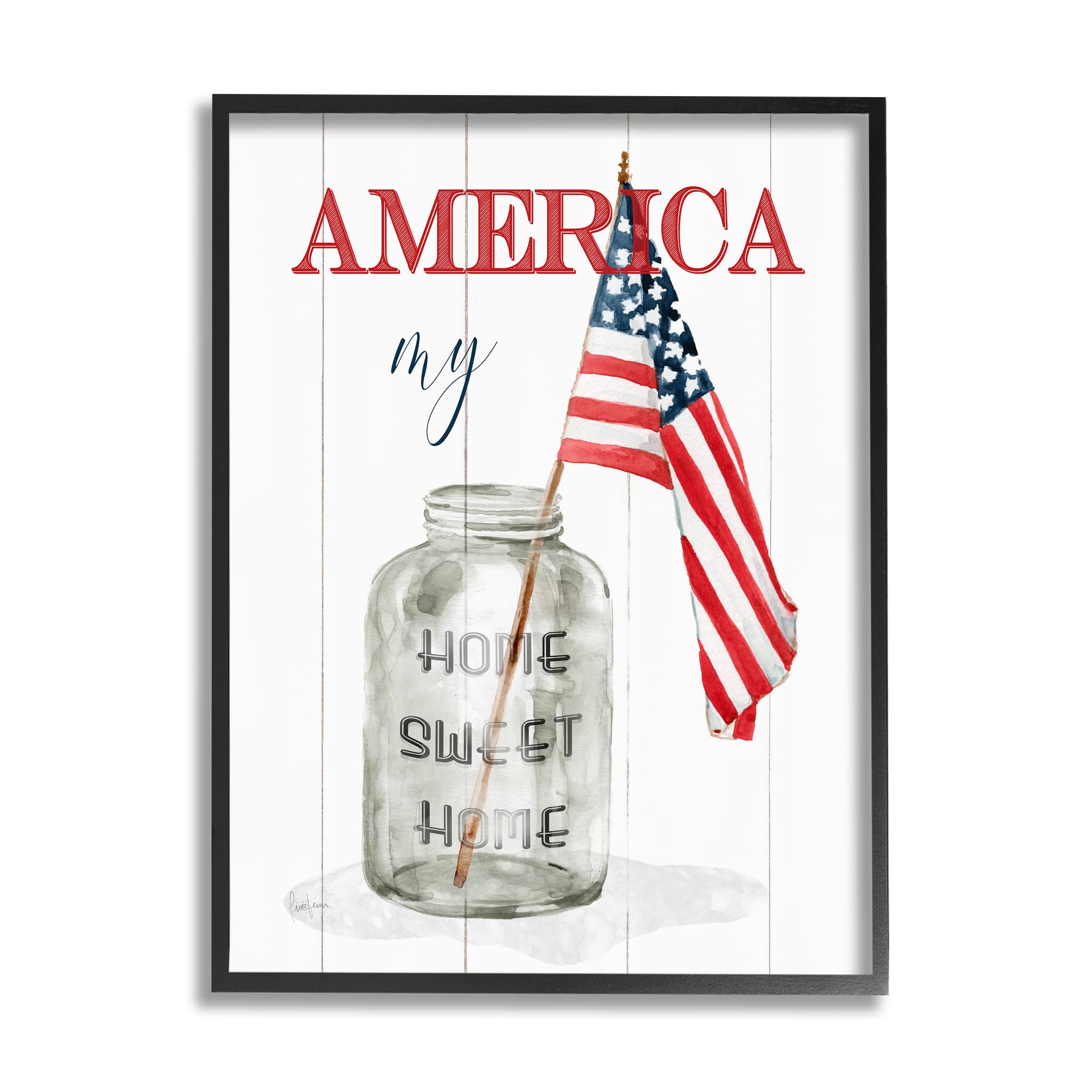 Stupell Industries America My Home Sweet Home Patriotic Country Flag Wall Art - Designed by Livi Finn - Rustic Home Decor for Living Room, Bedroom & Office