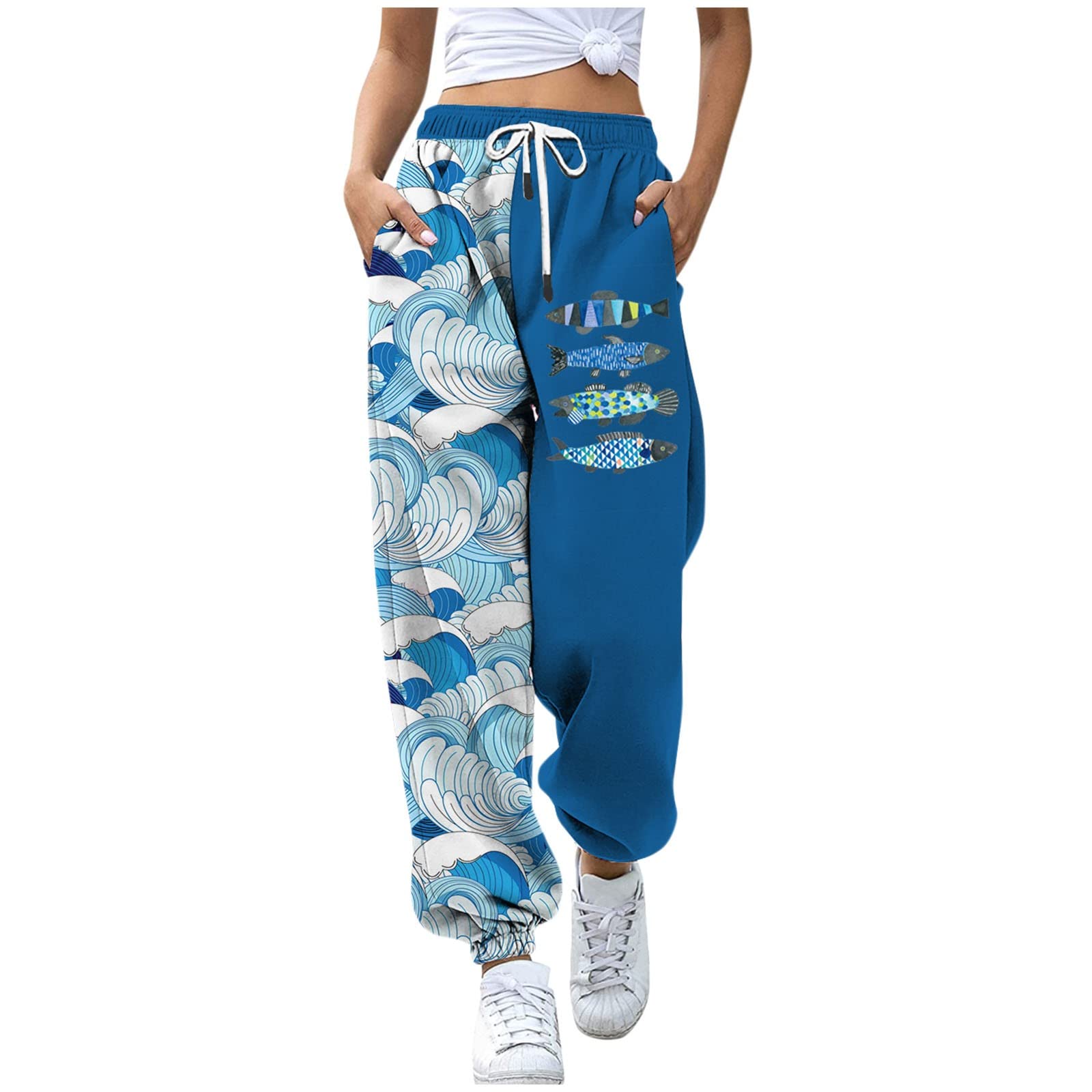 Hatop Women's High Waisted Joggers Sweatpants - Y2K Floral Print Lounge Pants with Pockets, Comfy Casual Baggy Athletic Pants for Yoga, Running, Workout and Daily Wear