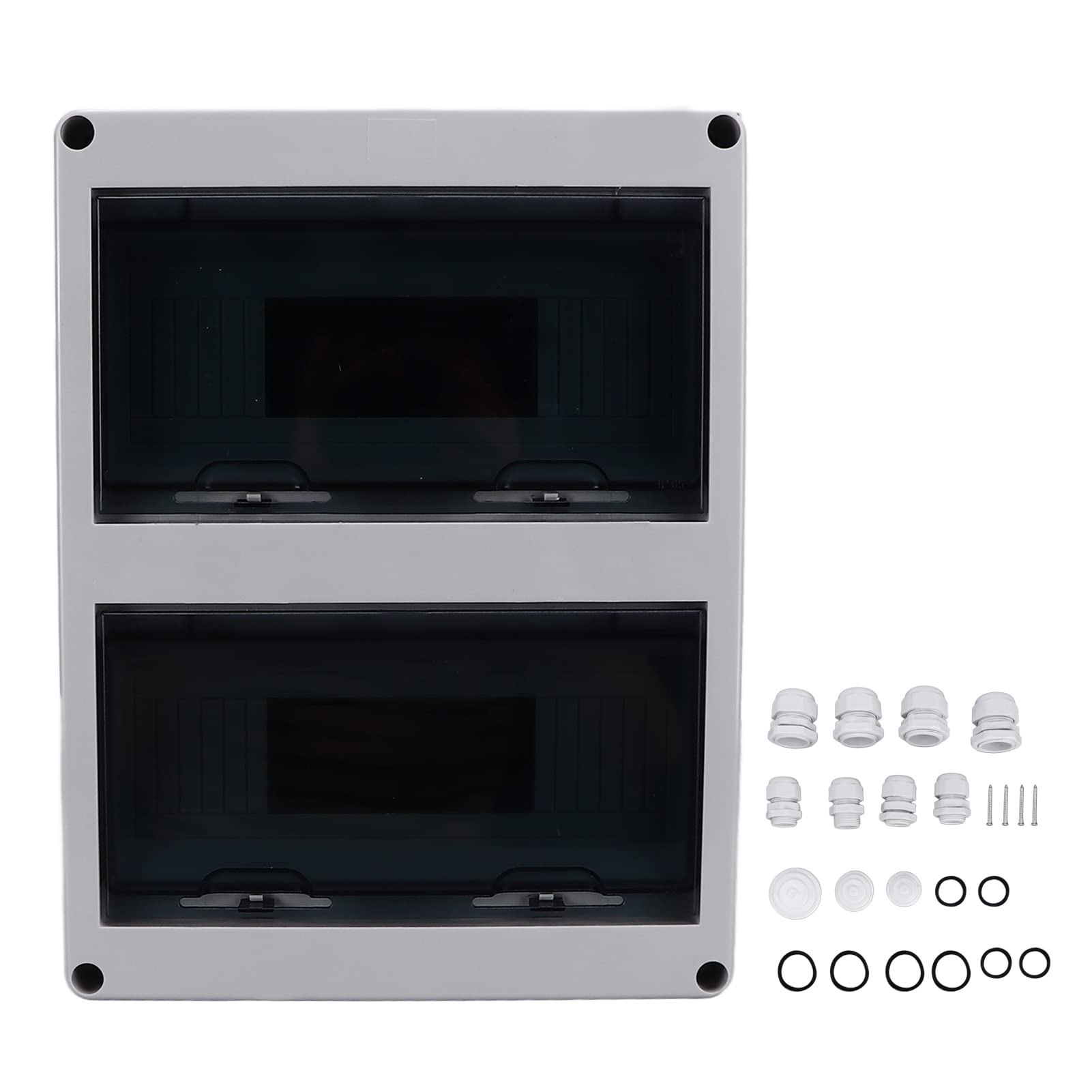 IP65 Rated 24-Way Waterproof Electrical Distribution Box - ABS Plastic Outdoor/Indoor Circuit Breaker Enclosure with DIN Rail (355x275x110mm) for Power Distribution, Solar Systems & Telecom Installations