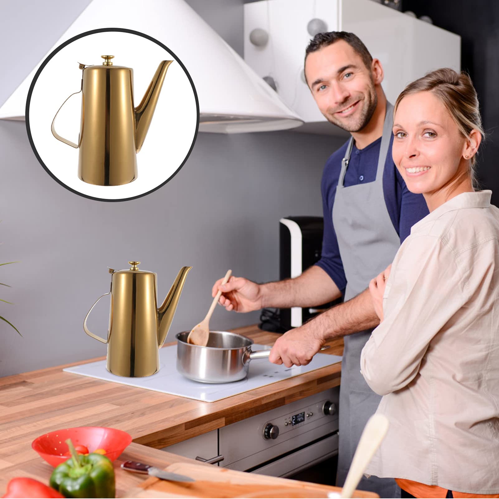 SHERCHPRY 1-Piece Stainless Steel Oil Bottle - Cold Water Bottle, Soup Pot, Soy Sauce Container - Durable Restaurant & Kitchen Storage for Oil, Soy Sauce & Soup - Perfect for Cooking, Food Prep & Commercial Use