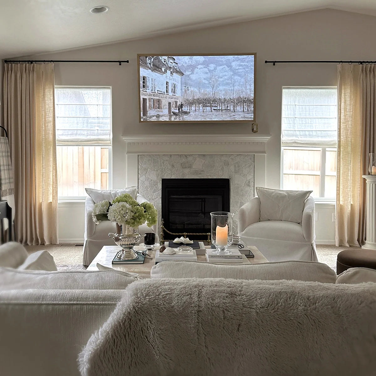 Pinch Pleated Blackout Curtains - 100% Linen Custom Drapes in Grey & Beige | Modern Thermal Insulated Window Treatments for Living Room & Bedroom