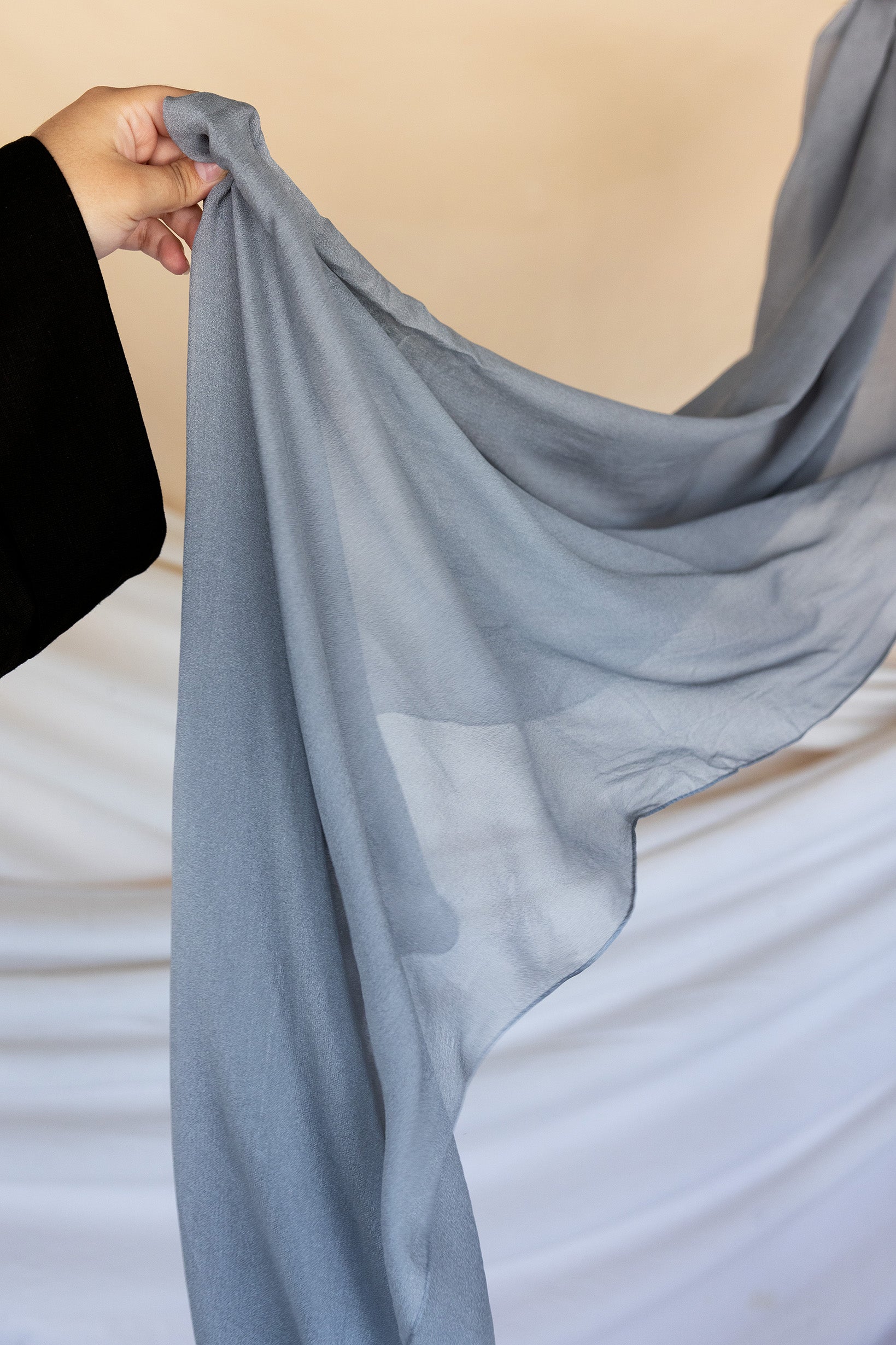 Shadow Grey Silk Chiffon Fabric - Lightweight & Elegant Material for Dresses, Scarves & Home Decor