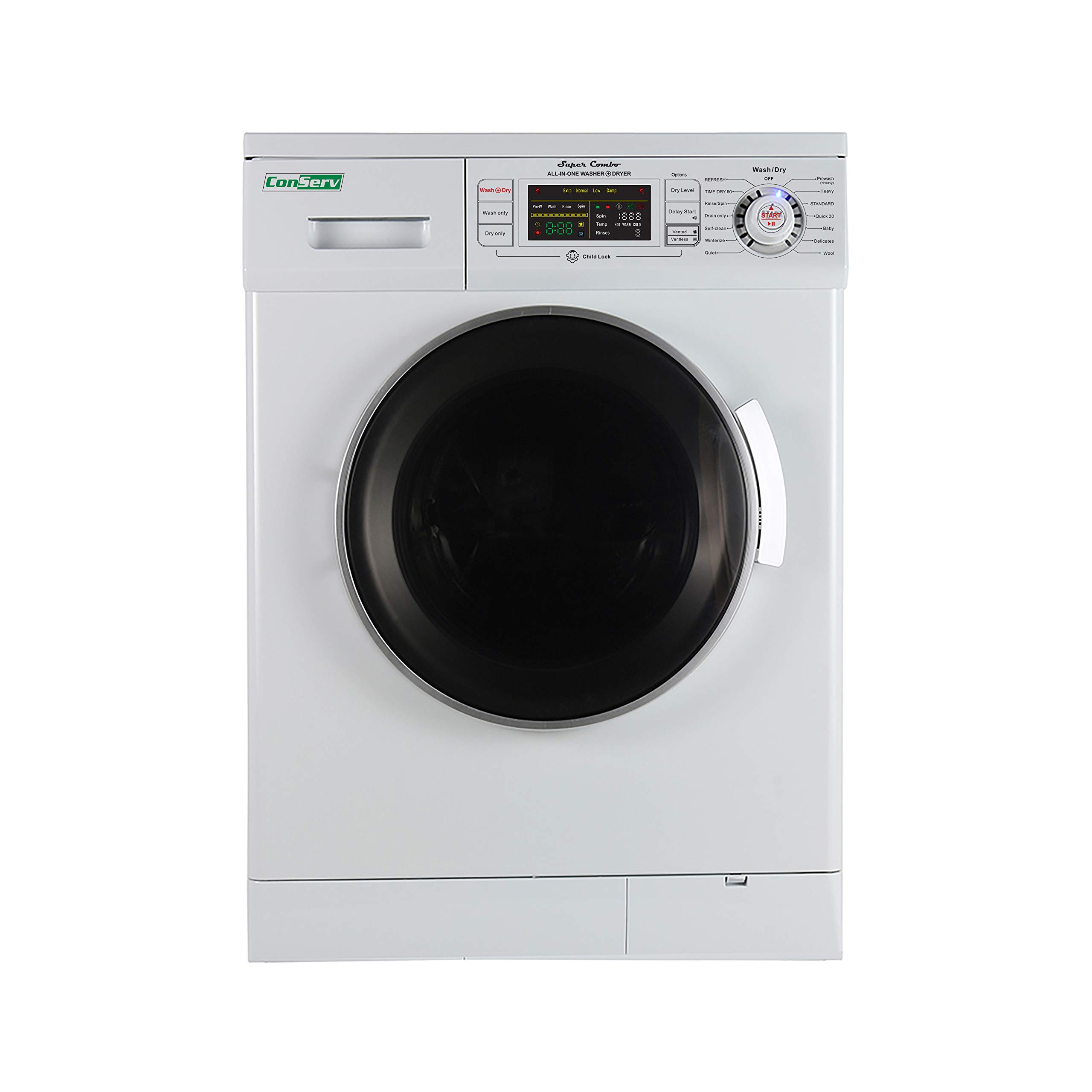 110V Compact Combo Washer Dryer - 13 lbs Capacity, 1200 RPM, Sensor Dry Technology (Vented/Ventless) - Perfect for Apartments, RVs & Small Spaces - White