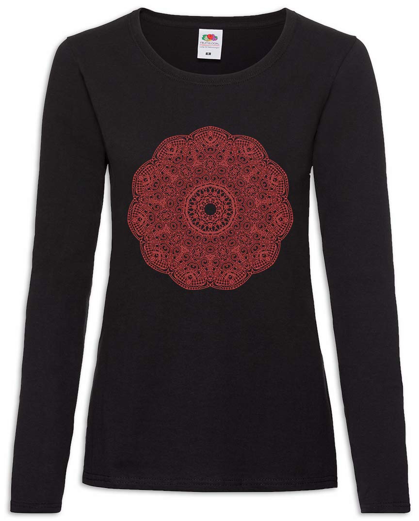 Mandala V Women's Long Sleeve T-Shirt | Boho Floral Print Cotton Top for Yoga, Meditation & Casual Wear